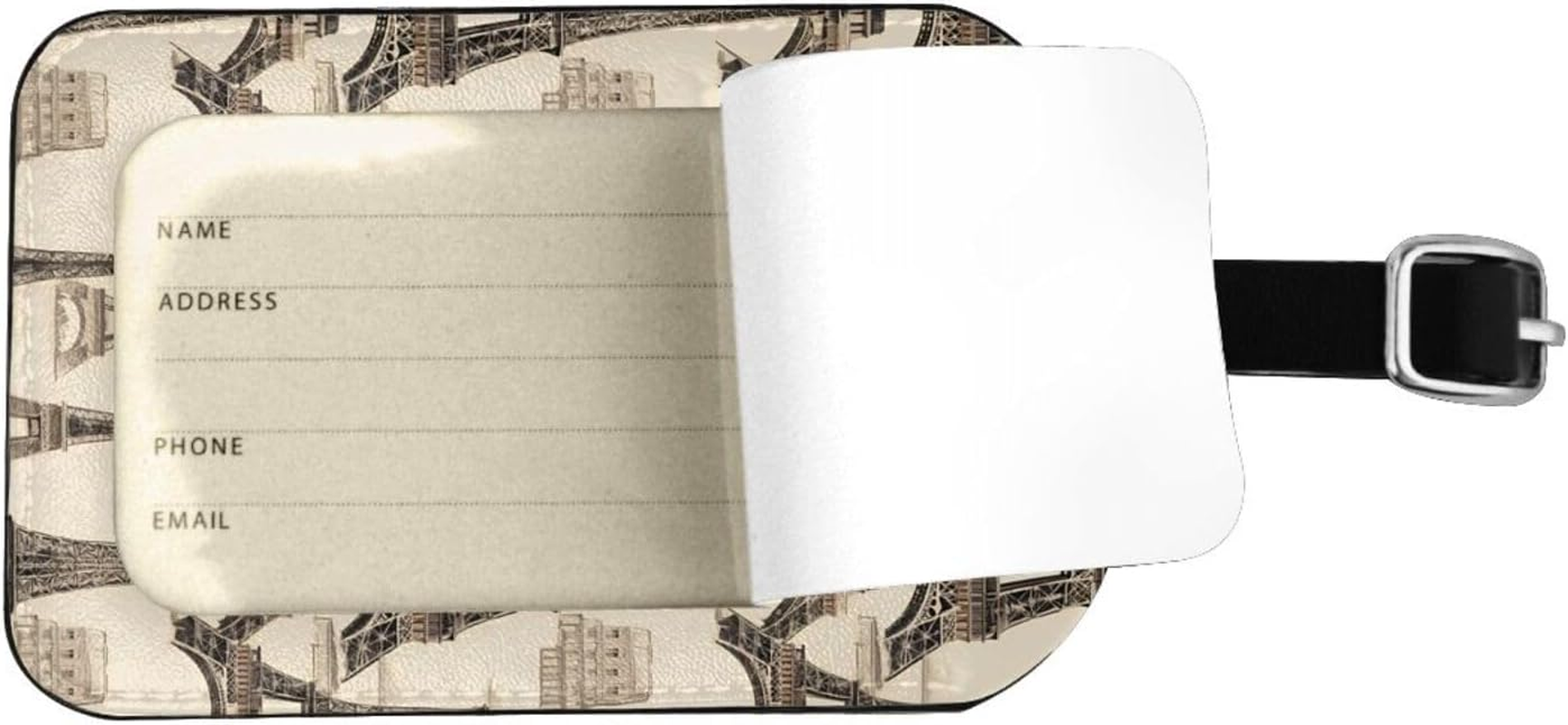 French Paris Tour Eiffel Tower Print Elegant Tag Stylish Tag Luggage Tag 4.3 X 2.76 Inch for Suitcases Travel Bags image number 1