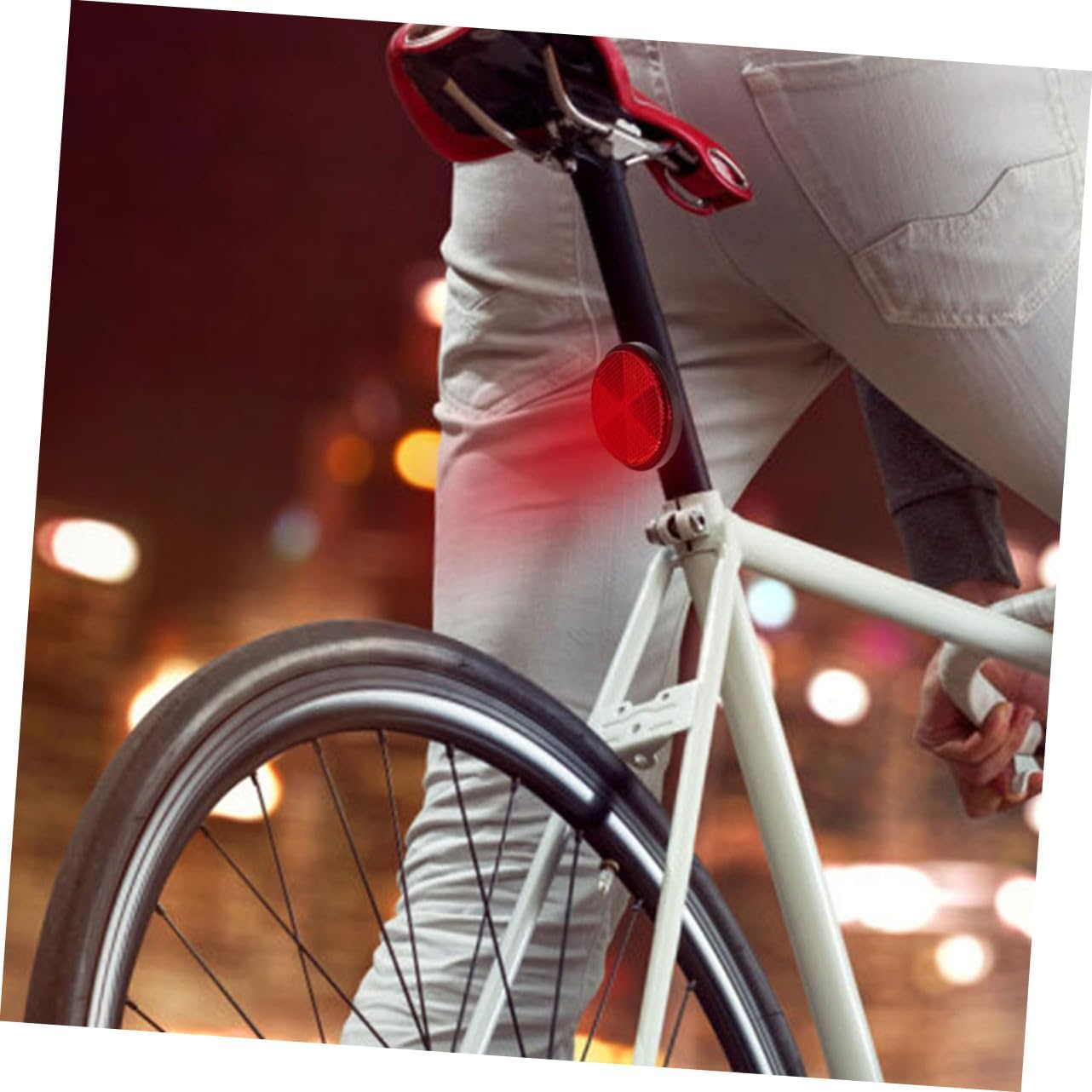 Luxshiny 6Pcs Red round Bike Reflectors Plastic Cycling Warning Reflective Tool for Mountain Bikes Motorcycles Rvs Safety Accessories image number 5