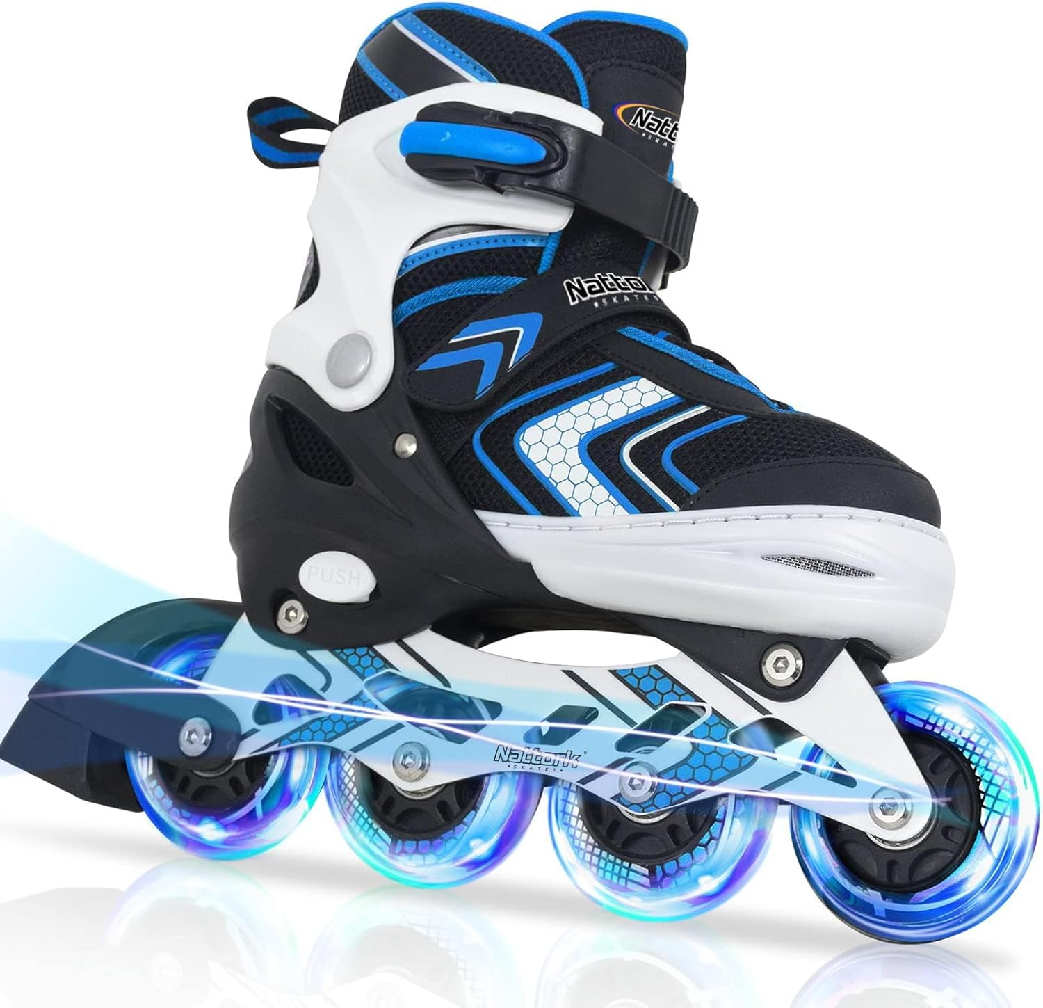 Nattork Inline Skates for Girls and Boys with Full Light up Wheels, Adjustable Beginner Roller Skates for Kids Youth