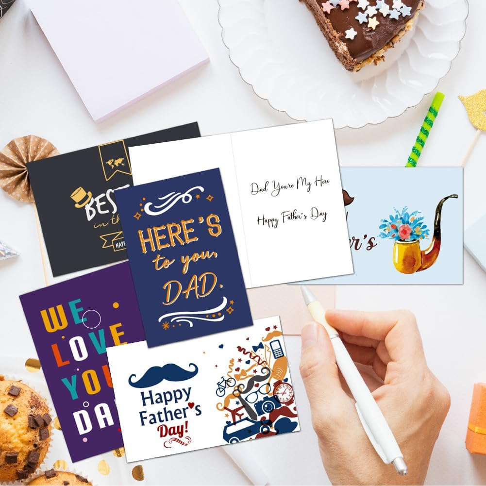 Father'S Day Card, Suithink Foldable Happy Father'S Day Greeting Cards with Envelopes and Stickers for Dad (06-Lightblue) image number 4