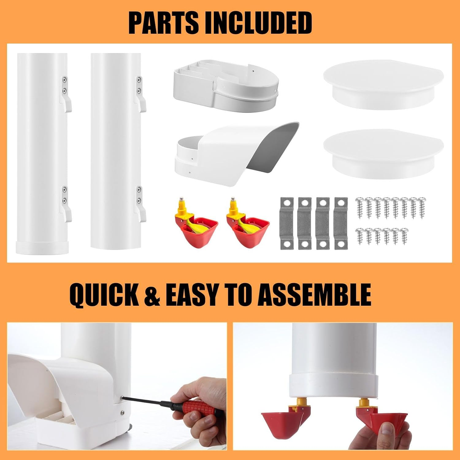 Pet Scene Chicken Feeder and Waterer Set, 3 Kg Poultry Chicken Feeder and 4 Litre Waterer System with Rain Cover,Automatic Water Dispenser Kit Auto Aviary Chook Chick Hen Quail Drinking Cup