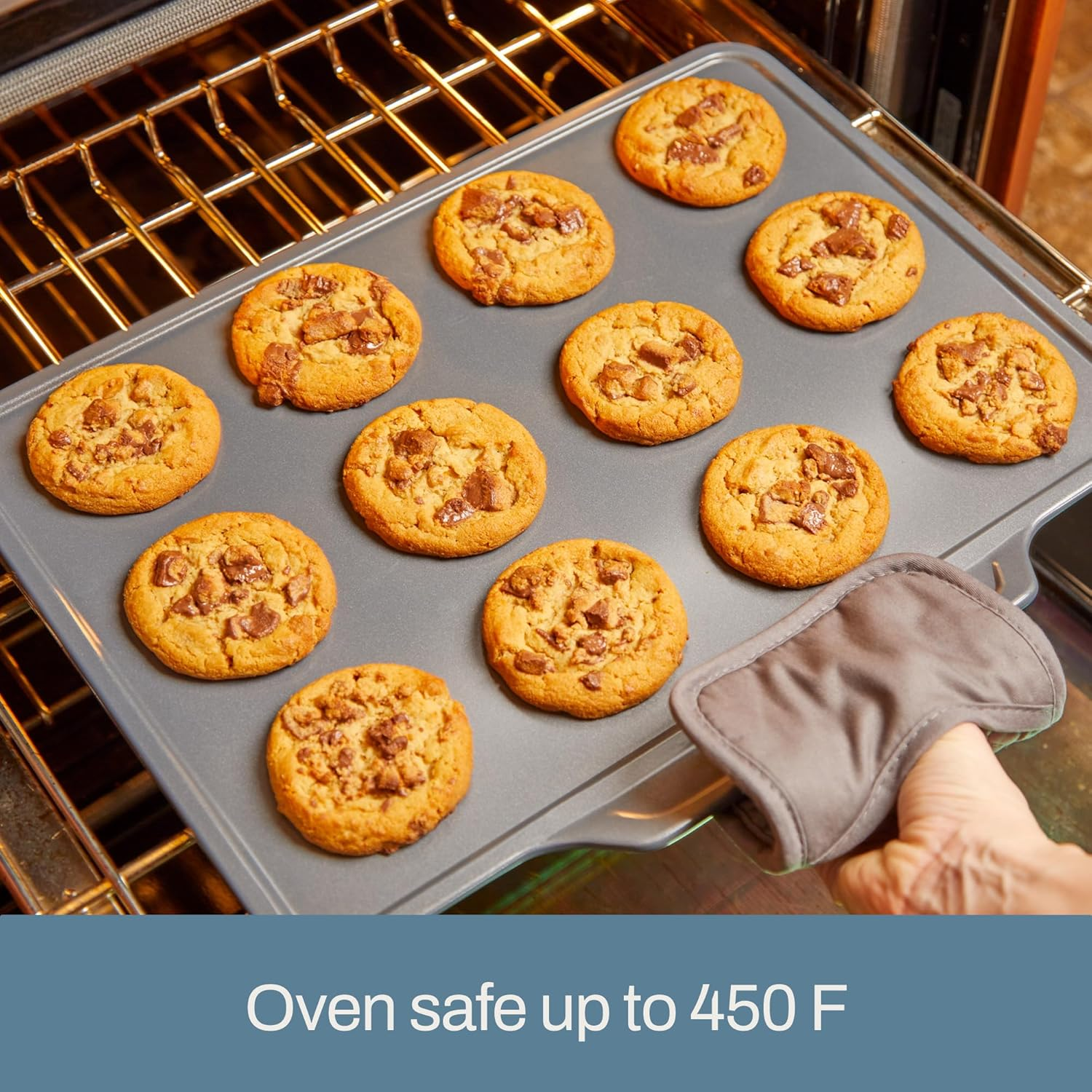 All-Clad Pro-Release Nonstick Bakeware Set 3 Piece Oven Safe 450F Half Sheet, Cookie Sheet, Muffin Pan, Cooling & Baking Rack, round Cake Pan, Loaf Pan, Baking Pan Grey image number 2