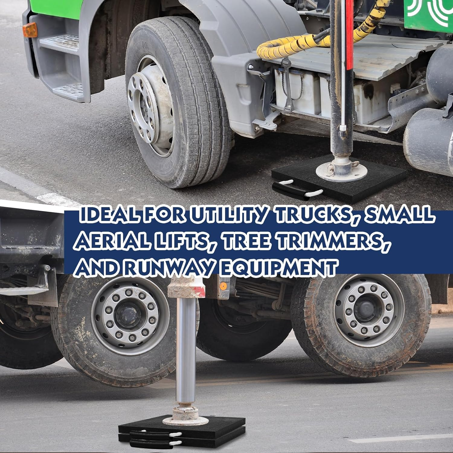 2 Pcs Rv Jack Blocks Pads Stabilizing Outrigger Pads Rv Leveling Stackable Waterproof Handle for Tow, Service Truck, Trailer, Crane, Wrecker Landing Gear, Black (8 X 8 X 0.7 Inches) image number 4