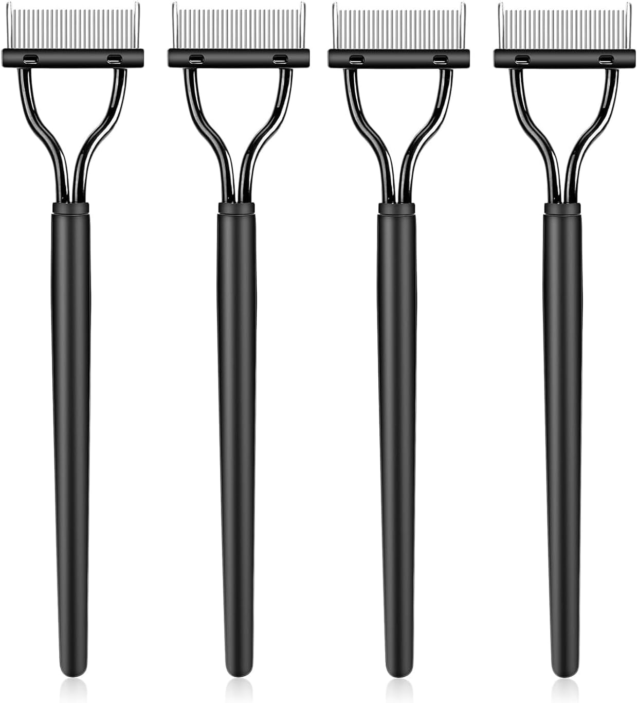 4 Pcs Dust-Proof Case Eyelash Comb Lash Separator, Metal Mascara Lift Curl Brush with Tight-Toothed Steel Needle, Mascara Brush with Arc Design Fits Eyelashes Perfectly, Beauty Makeup Tool (Pink)