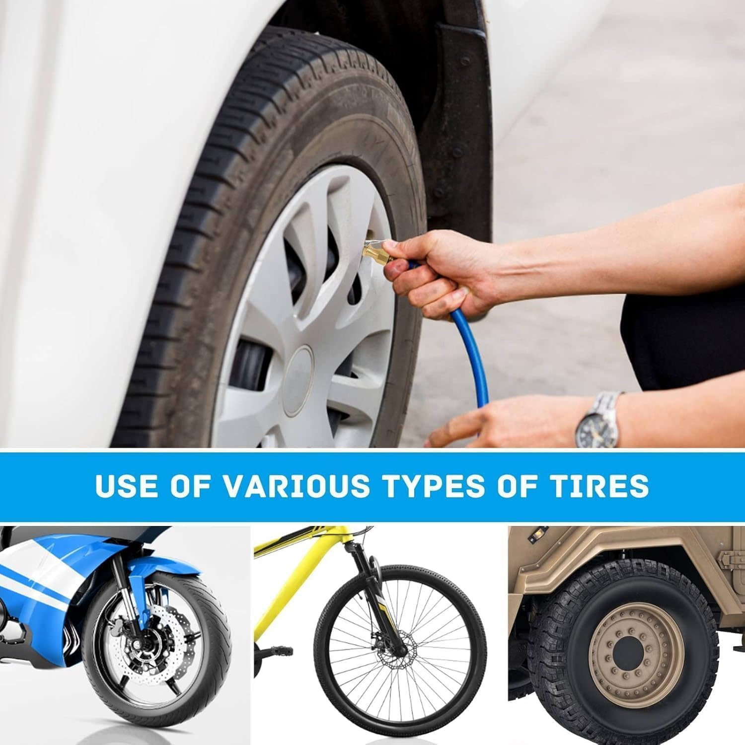 Heavy Duty Brass Lock-On Air Tire Chuck, Open Flow Design with Clip Adapter, 1/4" FNPT for Tire Inflators, Air Compressors, Pressure Gauges and Vehicle Inflator Pump Accessories Tool image number 1