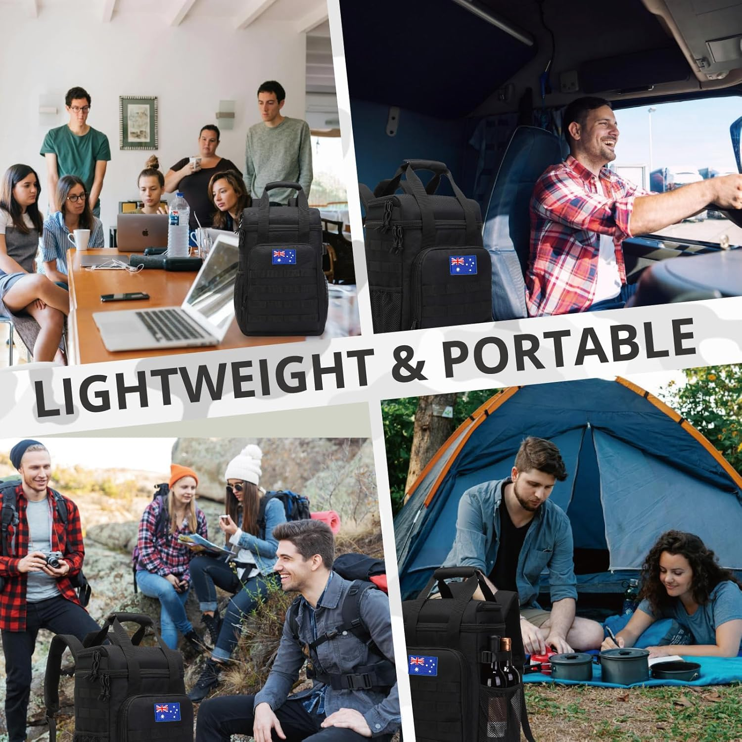 Tactical Backpack Cooler,Lunch Backpack for Men Work with Handle，Soft Cooler Backpack Insulated Waterproof Leak Proof，Heavy Ice Chest Backpack for Hiking Camping - Blue image number 3