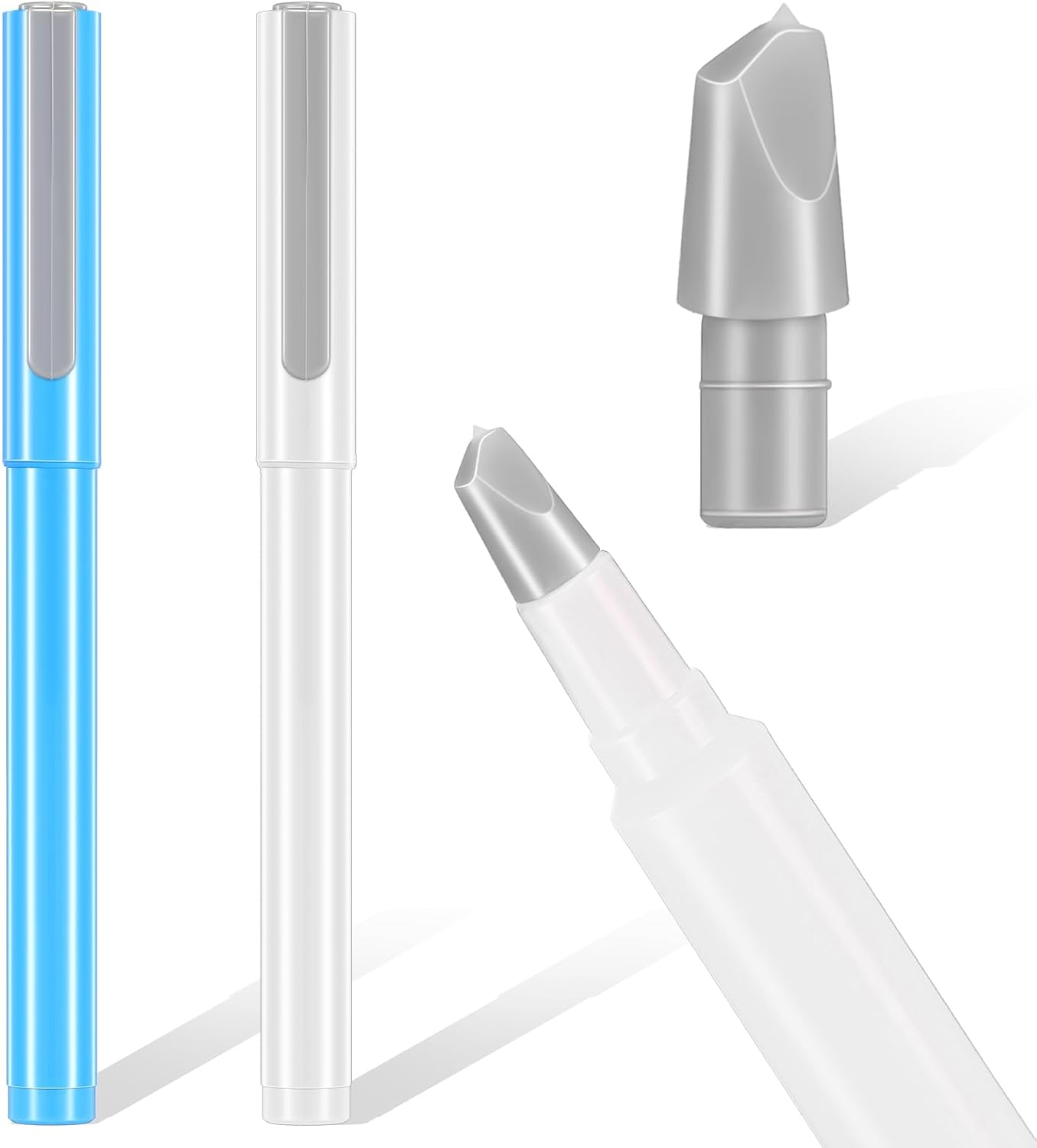 2 Pcs DIY Diamond Painting Parchment Paper Cutter Precision Craft Ceramic Blade Knife Pen for Cutting Paper Art with Replaceable Blade (Blue, White)