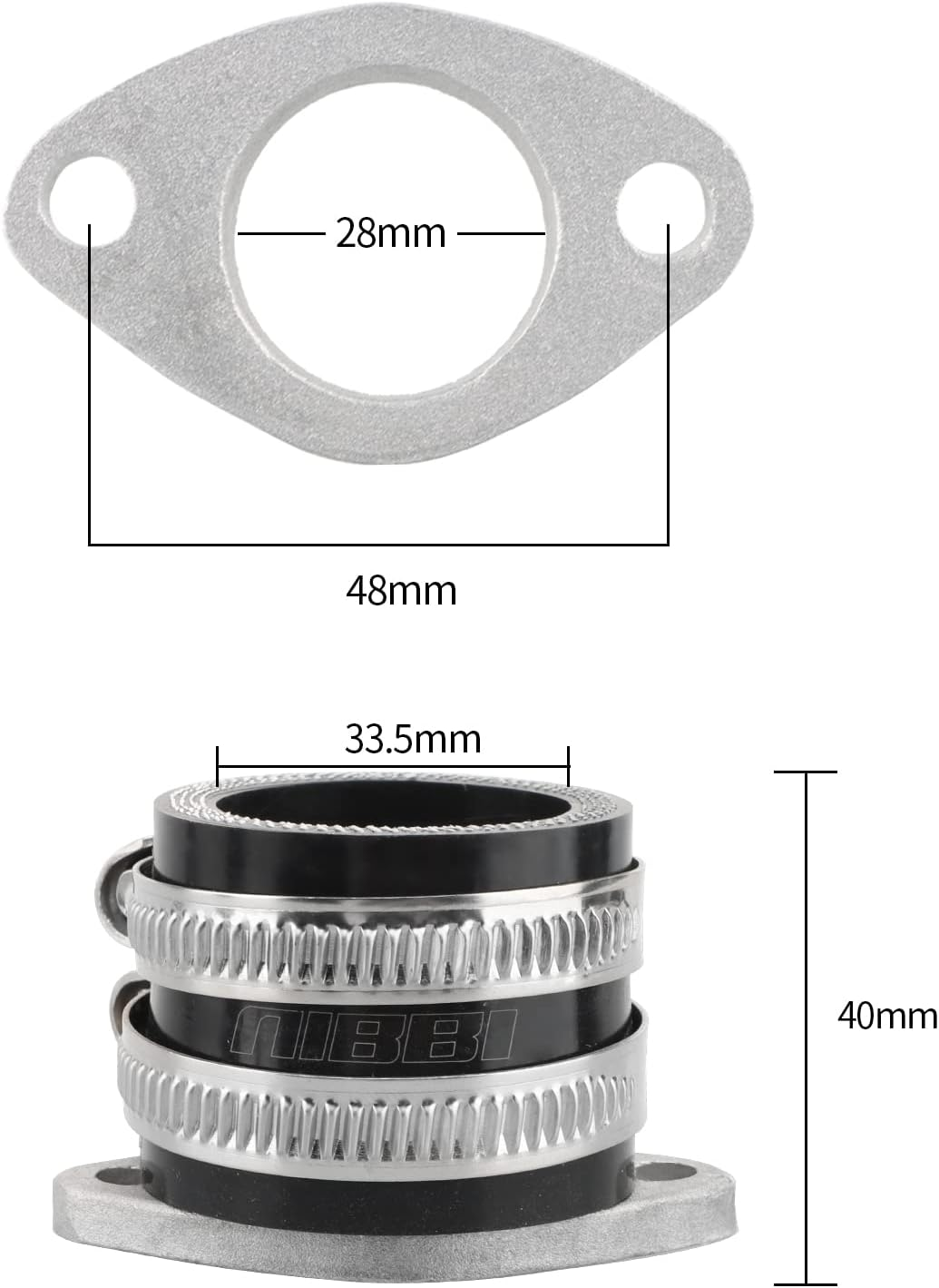 Nibbi Racing Parts Motorcycle Replacement Parts Manifold CG Intake Manifold Engine Connector Modified Manifold Adapter for Motorcycle Motorcross Dirt Bike CG 125 150, Silver, 3 image number 2