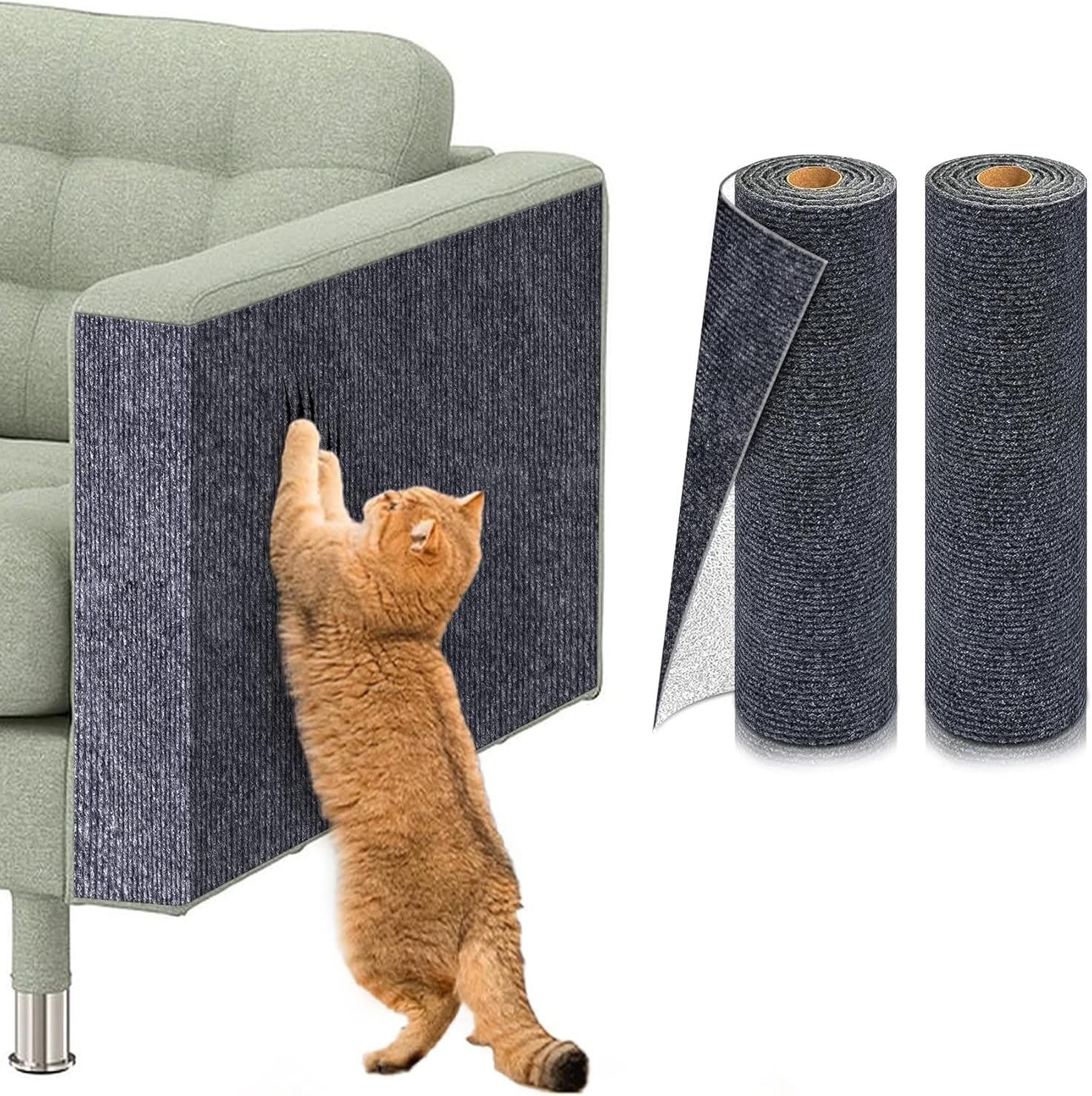 2PCS 39.4"X15.8" Self-Adhesive Cat Scratch Mat,Cat Furniture Protector for Sofa,Couch, Wall,Cat Tree, Trimmable DIY Cat Scratcher Pads, Anti-Scratch Cover for Cat Tower Replacement image number 6