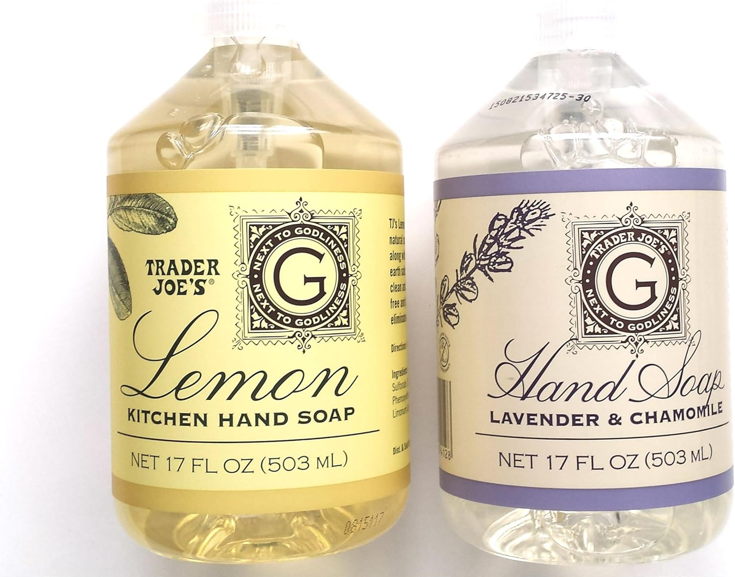Trader Joe'S Hand Soap Bundle: Lemon Kitchen Hand Soap 17 Oz and Lavender and Chamomile Hand Soap