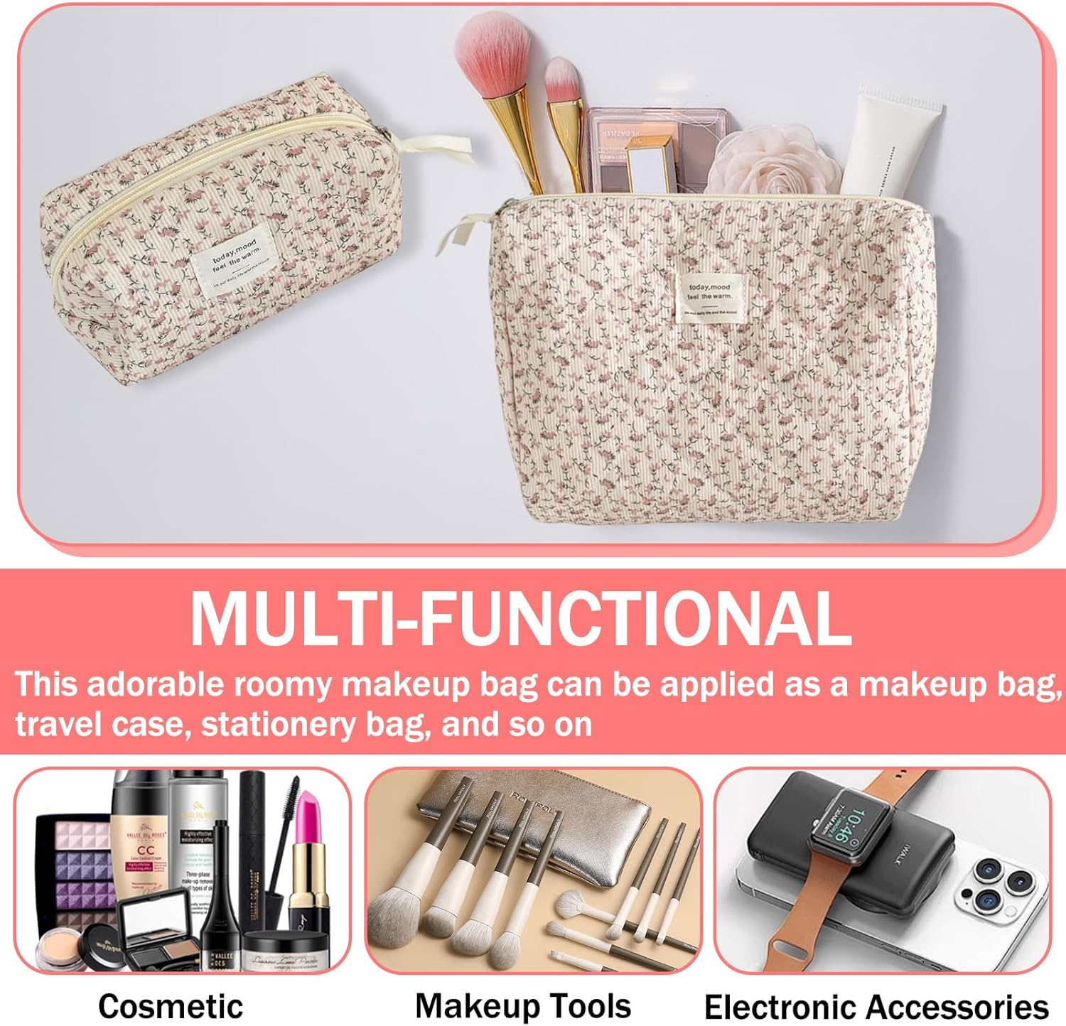 HTTDSLF 2 Pieces Small Cosmetic Bag, Cord Makeup Bag for Women, Cosmetic Bag, Multifunctional, Travel Toiletry Bag, Toiletry Bag, Makeup Bag, Birthday Gift for Women image number 6