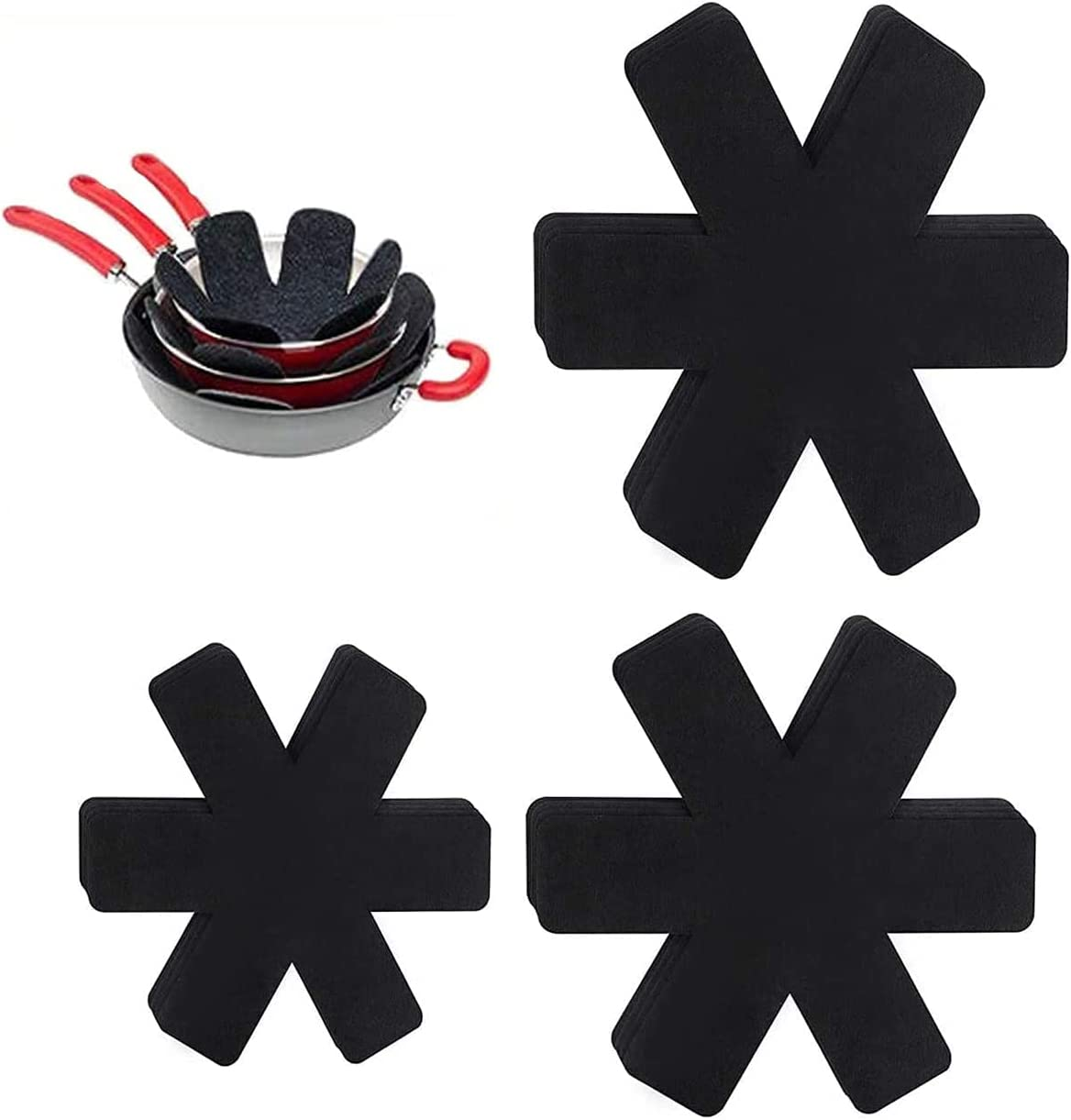 12 Pot and Pan Protectors, 12 and 3 Different Sizes, Set of Pot and Pan Protectors, Non-Slip Separator to Prevent Scratches or Scratches When Stacked image number 3