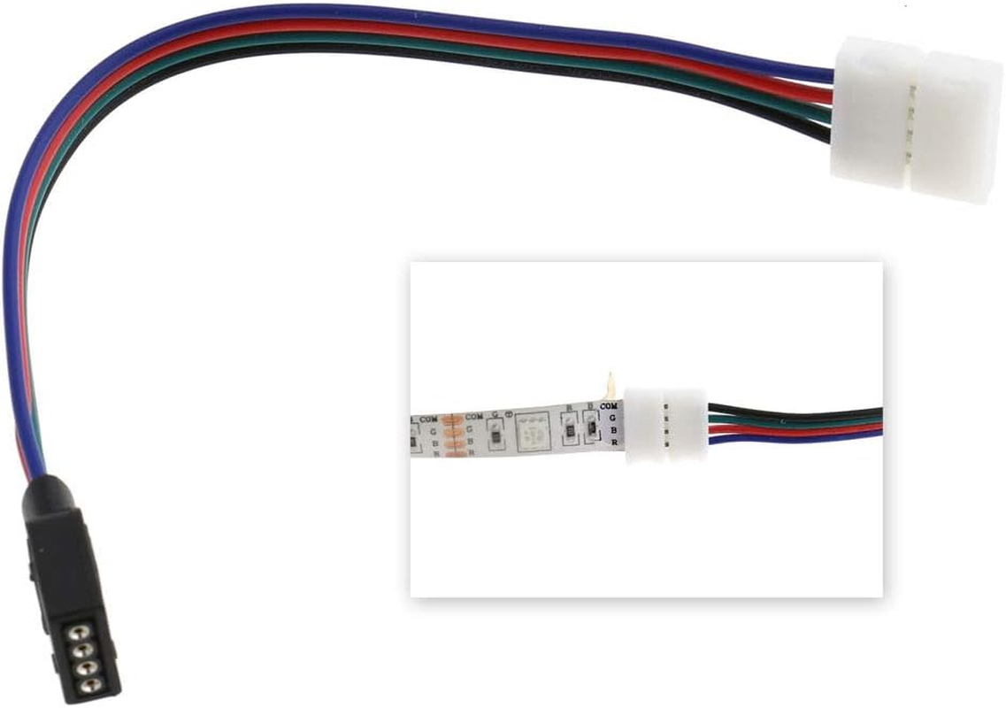 SING F LTD 10 Pcs 10Mm 4 Pin Male Female PCB Connector Cable for RGB 5050 3528 LED Strip image number 1