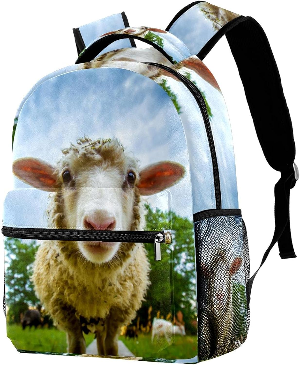 Sheep Looking at the Camera Backpack Students Shoulder Bags Travel Bag College School Tote Backpacks image number 4