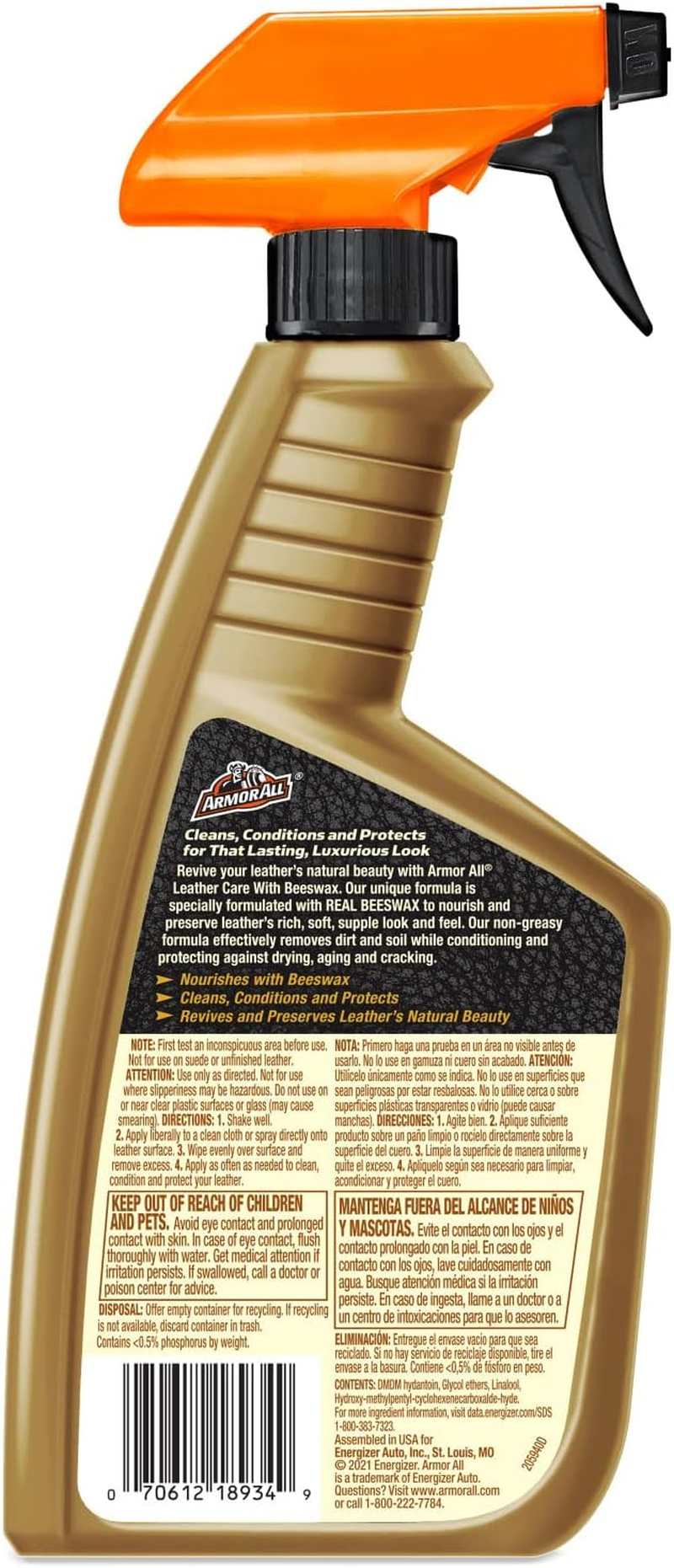 Armor All Car Leather Cleaner Spray, Beeswax Leather Care Spray for Cars, Trucks, Motorcycles, 16 Oz Each image number 1
