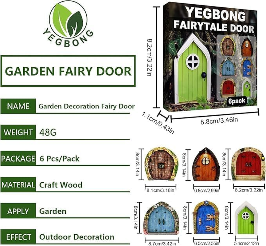 Ksngtixe 6PCS Wooden Fairy Garden Door Ornaments - 3D Miniature Wood Art Sculptures, Outdoor Decor for Trees, Stumps, Potted Plants, Gnome Door for Fairytale Enchanted Courtyard & Tiny House image number 2