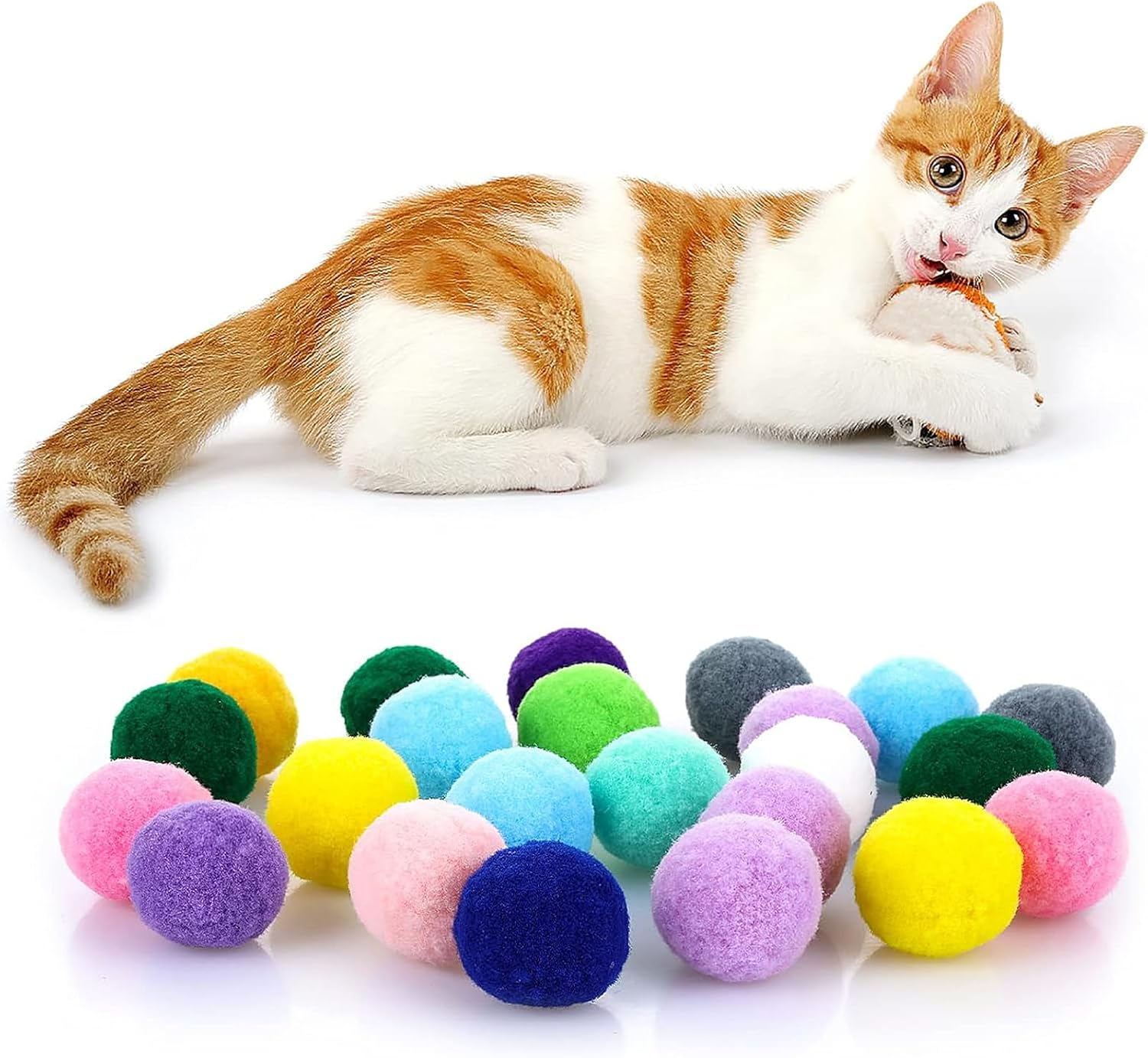 Vebetter Felt Balls for Cats, Pack of 20 Cat Toy Balls, Cat Toy, Felt Cat Balls, Soft Cat Balls, Kitten Pom Poms Ball, Cat Play Toy Indoor, Pompom Ball 5 Cm image number 1