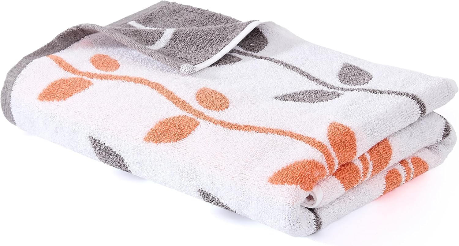 Amrapur Overseas 6-Piece Yarn Dyed Organic Vines Jacquard/Solid Ultra Soft 500GSM 100% Combed Cotton Towel Set [Coral] - Sage Green image number 5