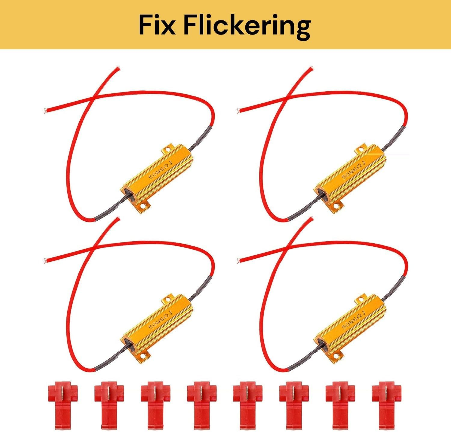 EZONEDEAL 4Pcs 50W 6Ohm Load Resistors - Fix LED Bulb Fast Hyper Flash Turn Signal Blink Error Code image number 5