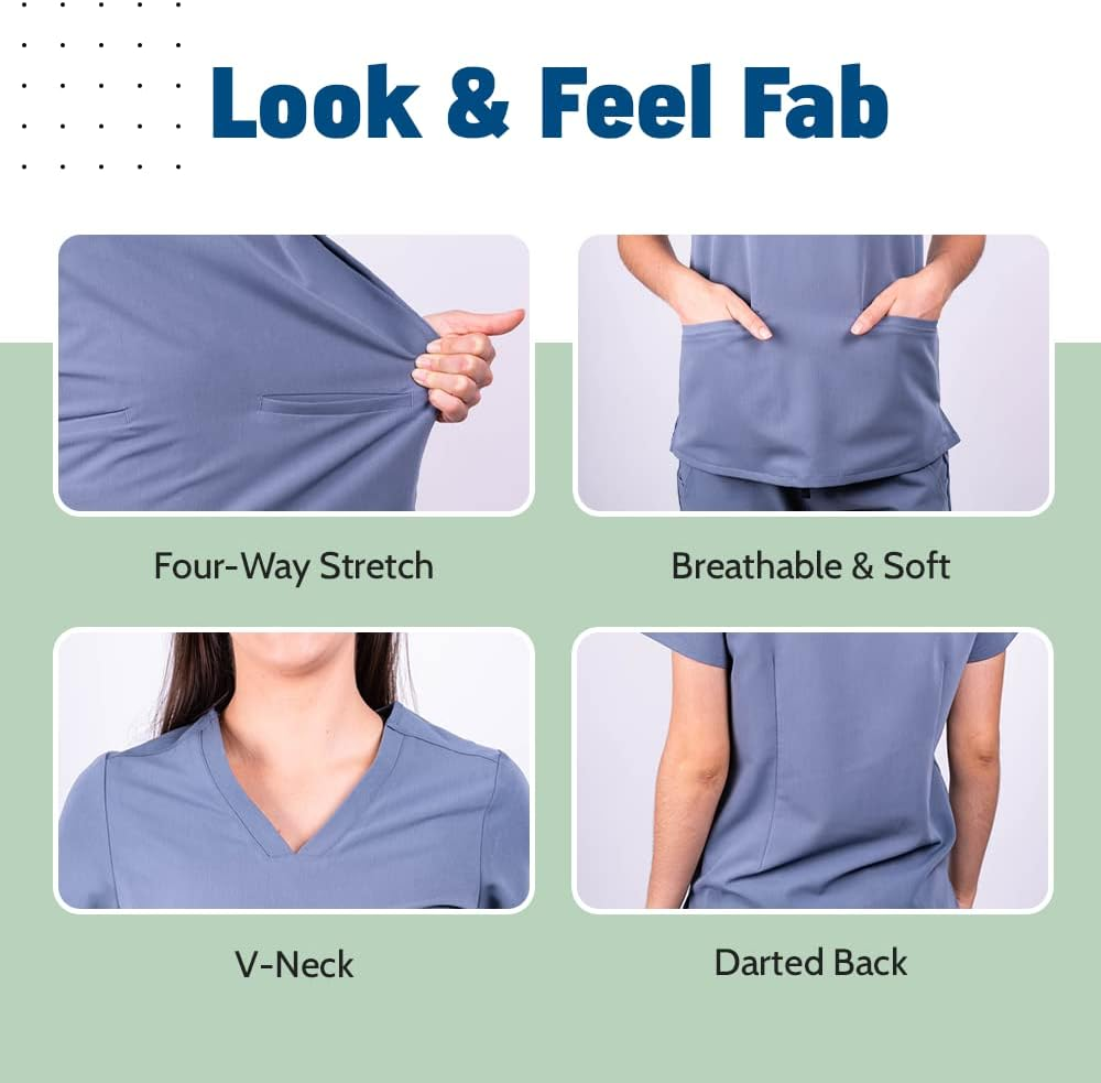 Dr. Woof Apparel Scrub Top for Women - 3 Pocket V-Neck Surgical Scrubs Tops - Short Sleeve Stretch Medical & Nursing Uniform Top for Ladies image number 3