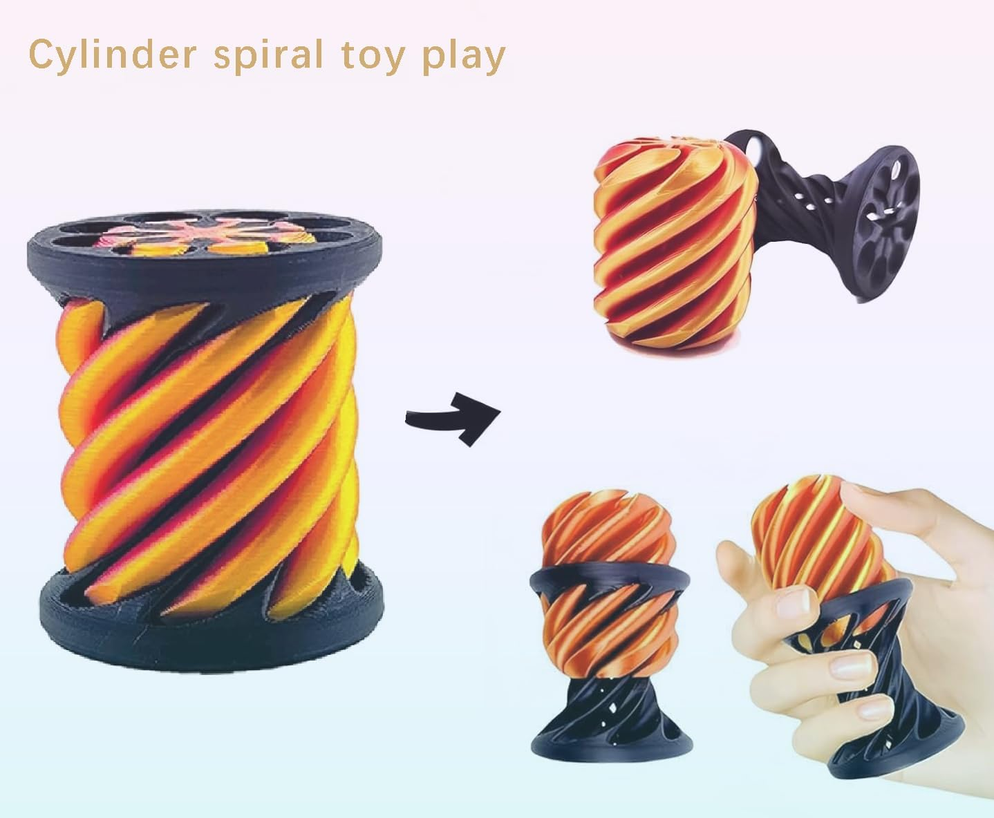 3D Printed Spiral Fidget Toys Impossible Pyramid Passthrough Sculpture Mini Cones Pass through Pyramid Fidget Toy (Green Black)