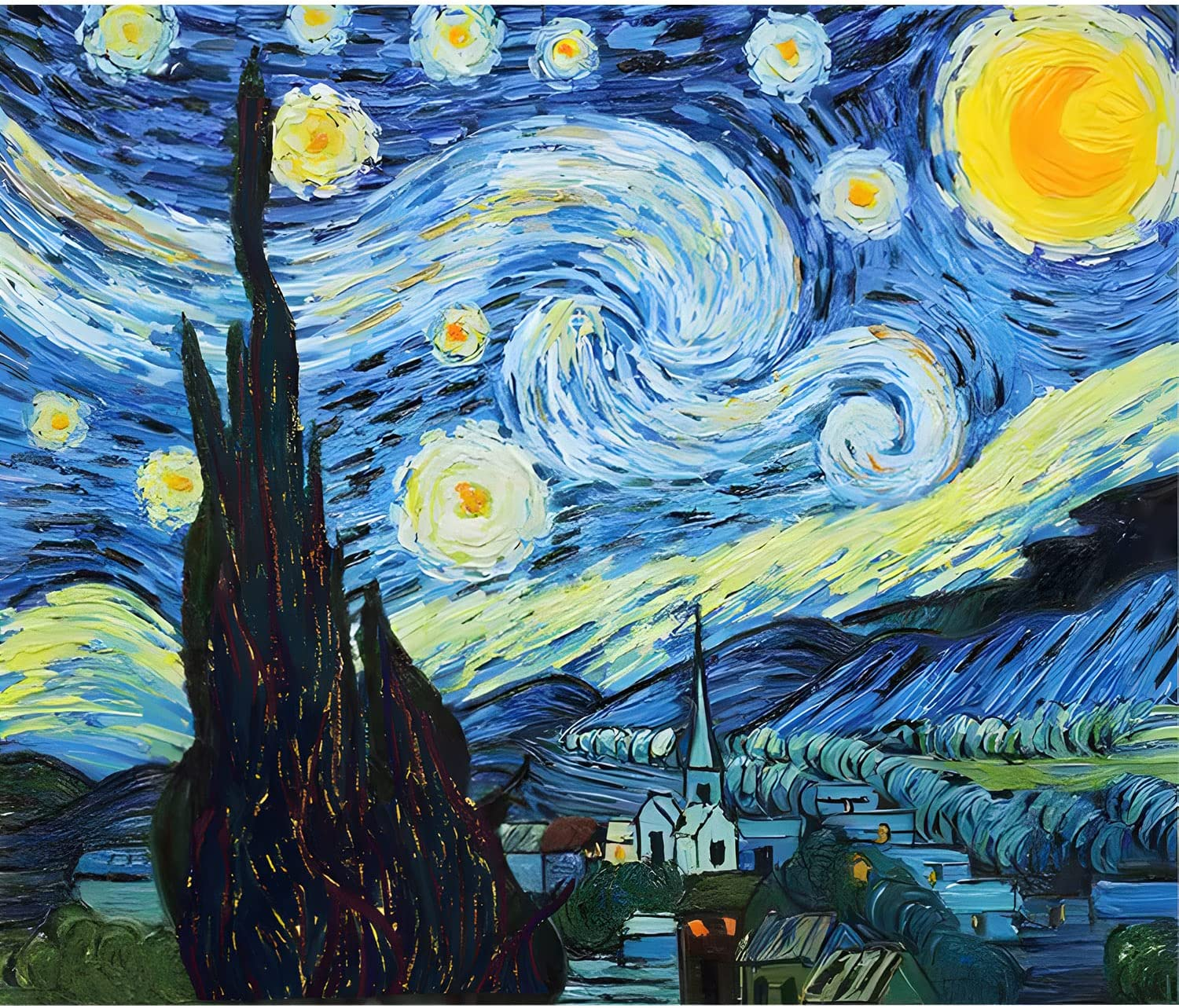 XIJIANG Diamond Painting Kits, Starry Night, DIY Craft Kit, 20" X 16" Unisex Adults Art Masterpiece, Canvas, Crystal, Not Foldable image number 3