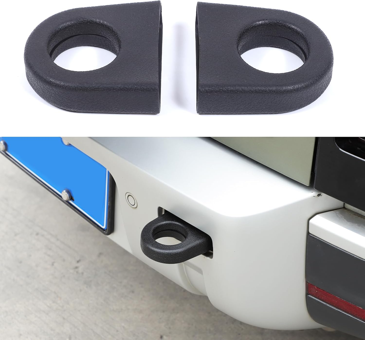 Rear Tow Hook Covers Compatible with Land Rover Defender 90 110 130 2020-2025 Accessories, Rubber Rear Bumper Tow Hook Protector Cover, 2Pcs (Black)