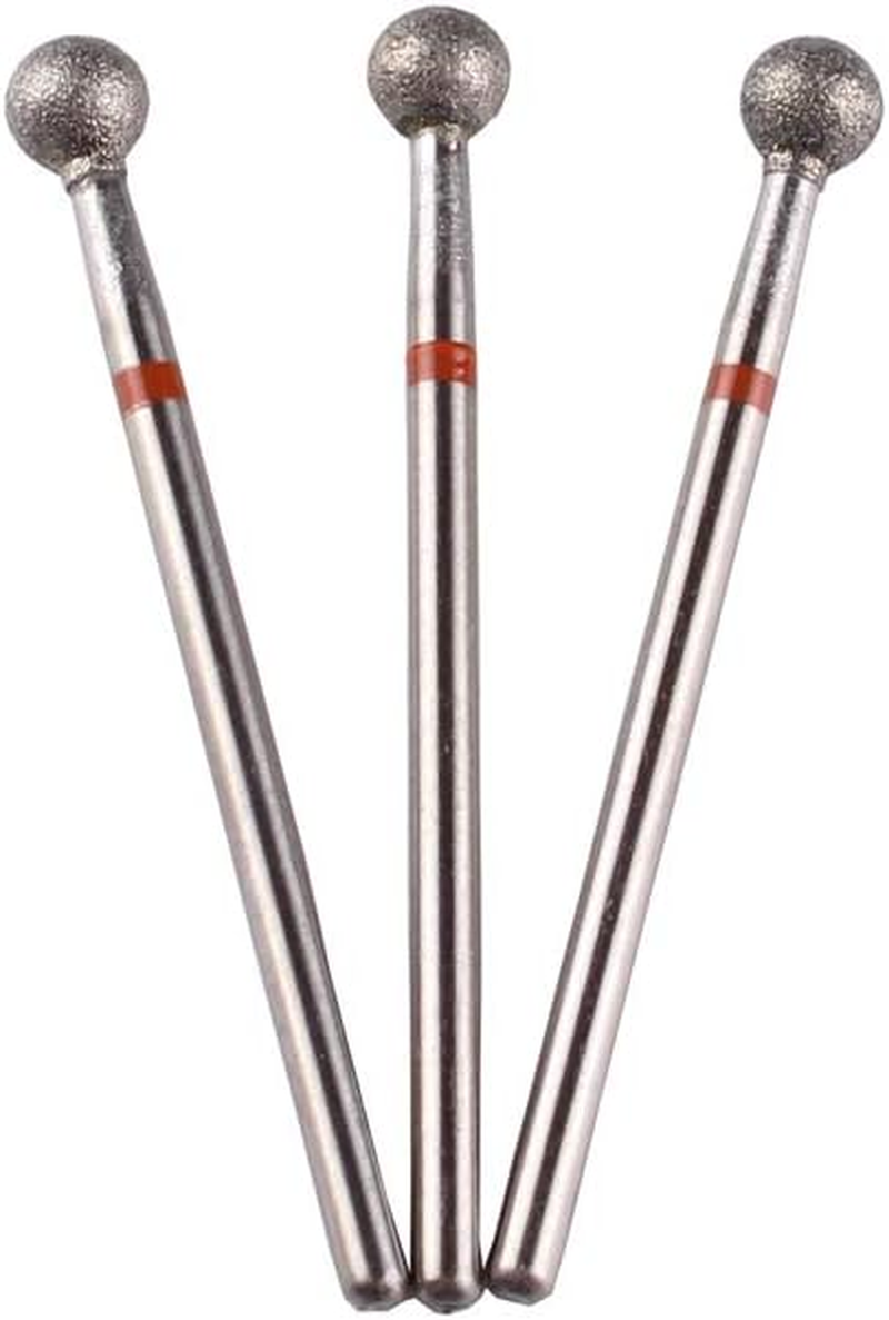 MZCMSL 3Pcs 5Mm Ball Head Cuticle Clean Drill Bits, Diamond Burrs Nail Bits for Manicure and Pedicure