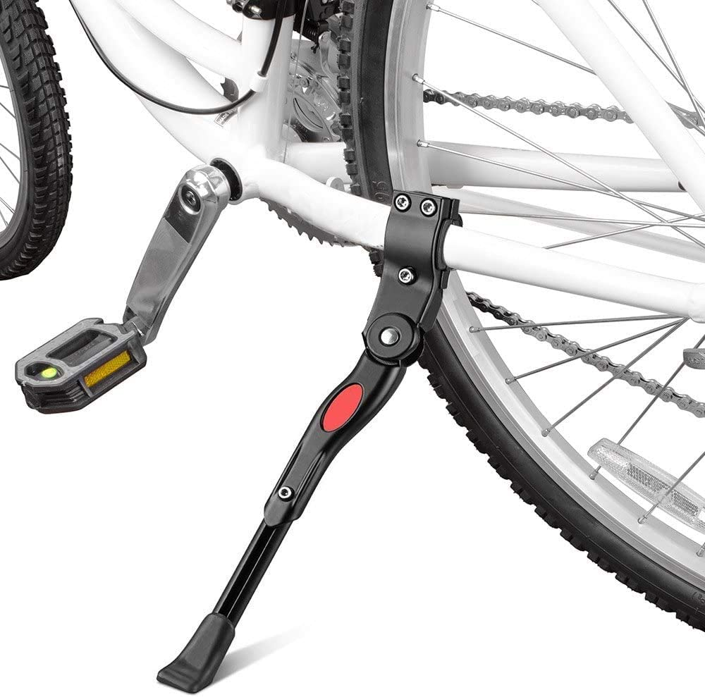 YAKAMOZ Bicycle Kickstand, Bike Aluminium Alloy Adjustable Side Kick Stand Rear Mount Stand for Cycling Mountain Road Bike Bicycle丨22" 24" 26" 700C Tire, Black image number 3