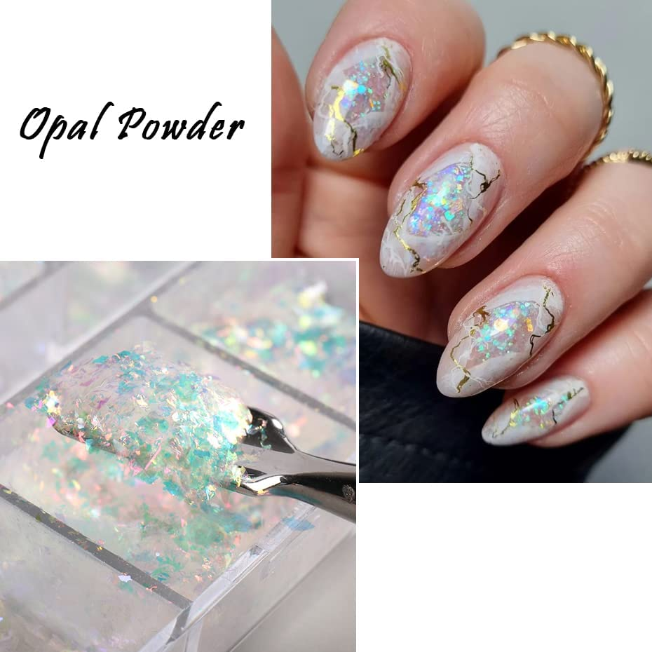 Jmeowio Holographic Nail Art Glitter Iridescent Flakes Foil 12 Grids Mermaid Bright Colorful Star Gradient Ice Slag Sequins Paillettes Summer Decoration image number 1
