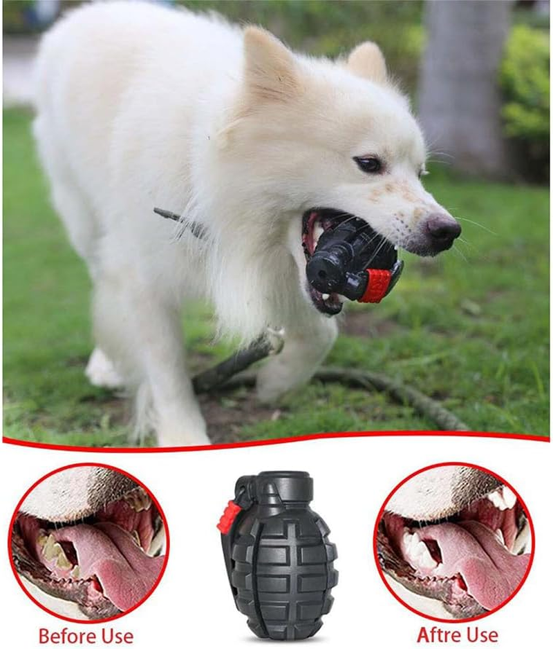 PETOPIA Ultra Tough Dog Toy, Made of 100% Natural Rubber, Specially Crafted for Aggressive Chewers at All Ages, 2 in 1 Dog Snacks Toy and Dog Chew Toy, Teeth Cleaning Benefits, Hand Grenade image number 5