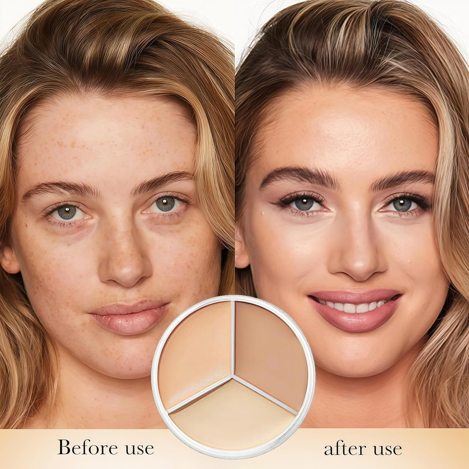 Tri-Color Pot Concealer Palette Cream, Face Contour Color Corrector Makeup Palette Cream Kit for Mature Skin under Eye Colors Corrector Creamy Pot Concealers Full Coverage for Dark Circles