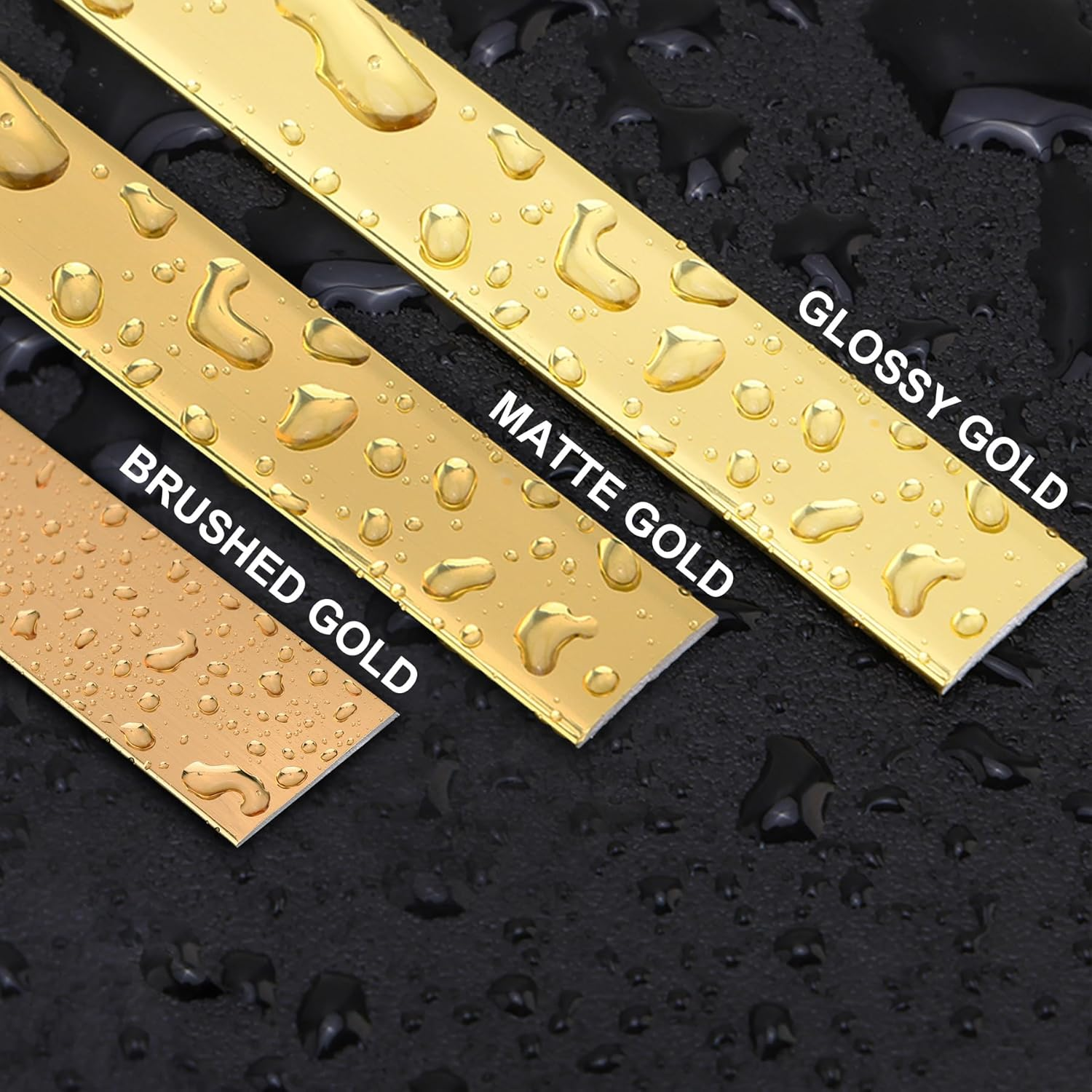 Soengsau Matte Gold Finish Molding Trim, 5M (L) X 1Cm (W) Peel and Stick Decoration Strip for Ceiling, Wall, Tile Edge, Furniture Cabinet, Mirror image number 3