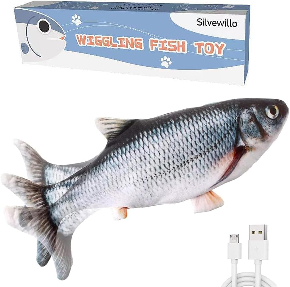 Electric Wiggling Fish Interactive Plush USB Rechargeable Cat Toy with Exquisite Packaging Perfect for Cat Lovers image number 1