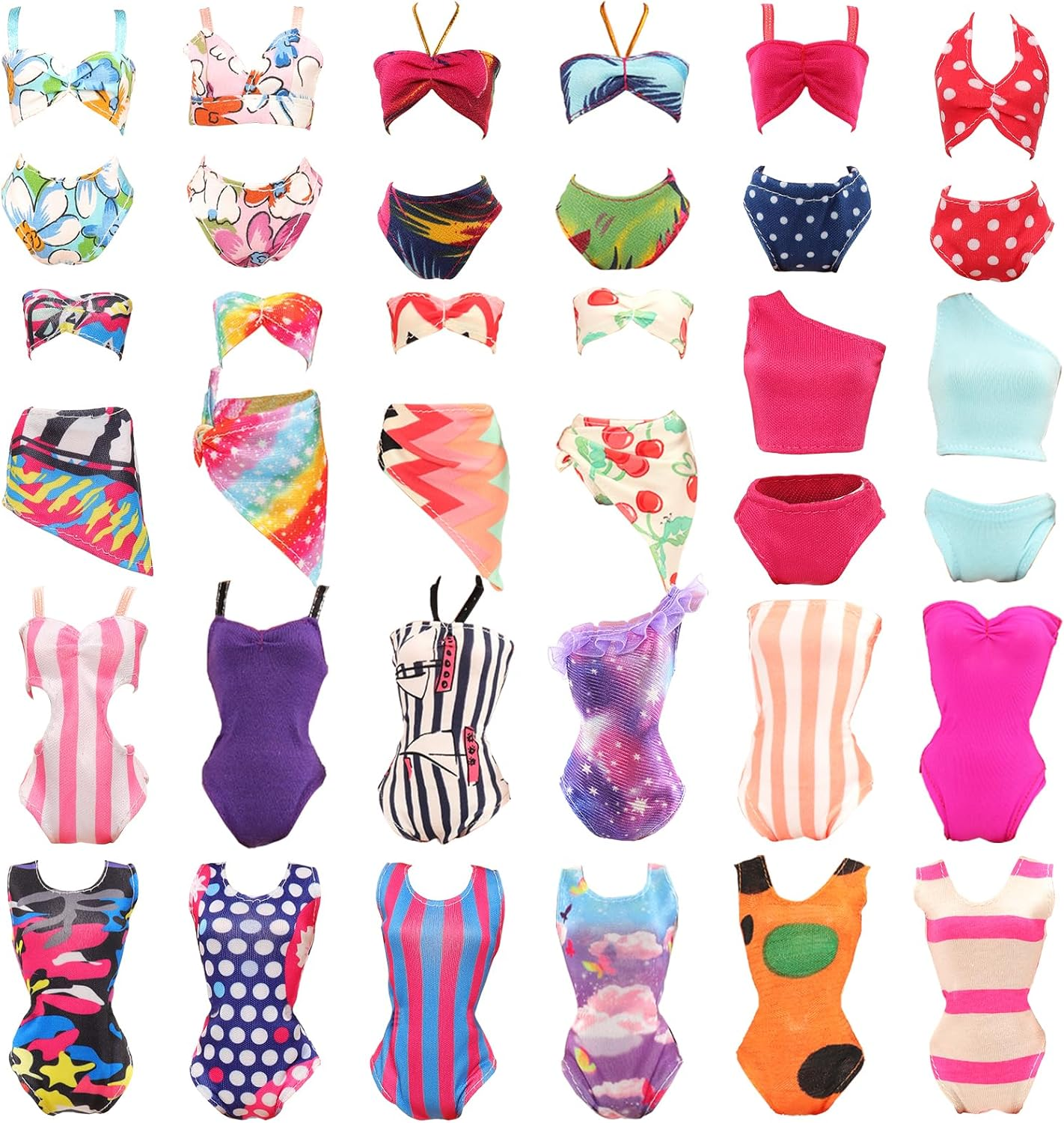 BARWA 18 Pcs Summer Doll Clothes and Accessories Including 5 Sets Swimsuits Beach Bathing Bikini with 2 Swimming Rings 2 Drinks 4 Glasses 5 Shoes for 11.5 Inch Girl Dolls image number 5