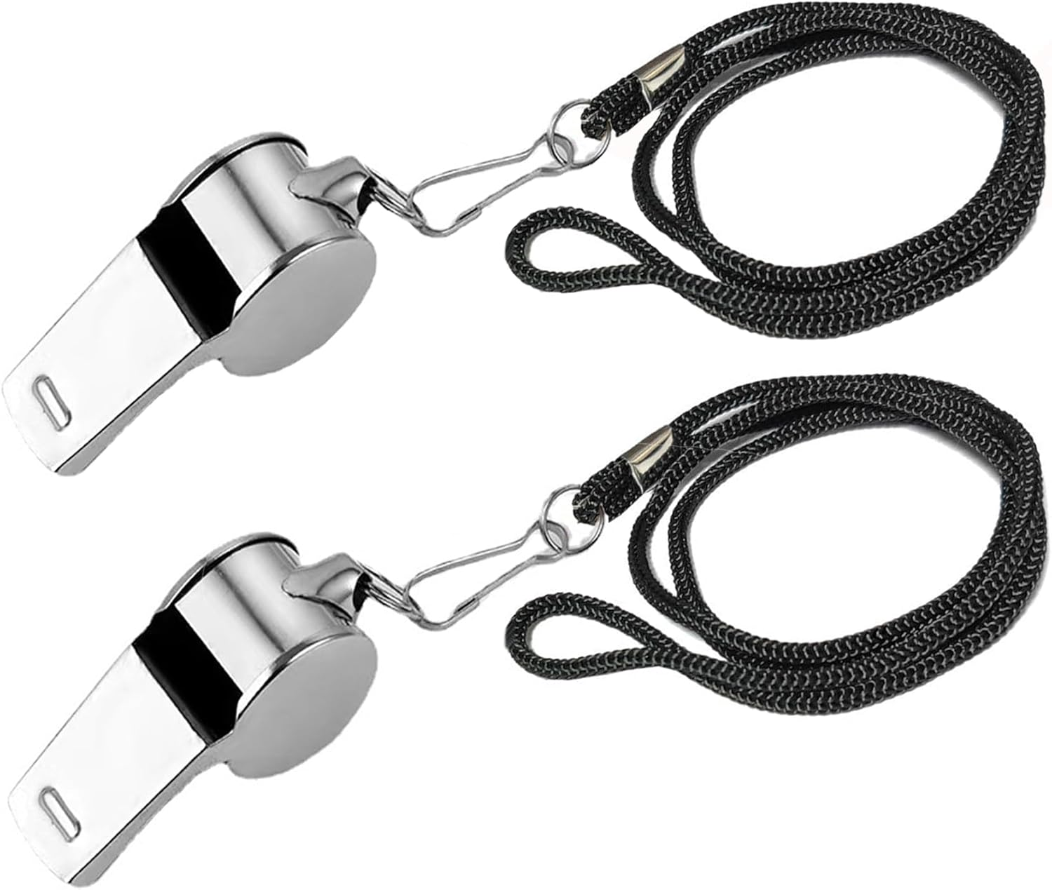 SHUBEIEUMI 2 Pack Stainless Steel Whistle, Sports Whistle with Lanyard, Loud Crisp Sound Whistles, Referee Whistle for Outdoor Activities, Referees, Coaches, Lifeguards, Soccer, Emergency image number 3
