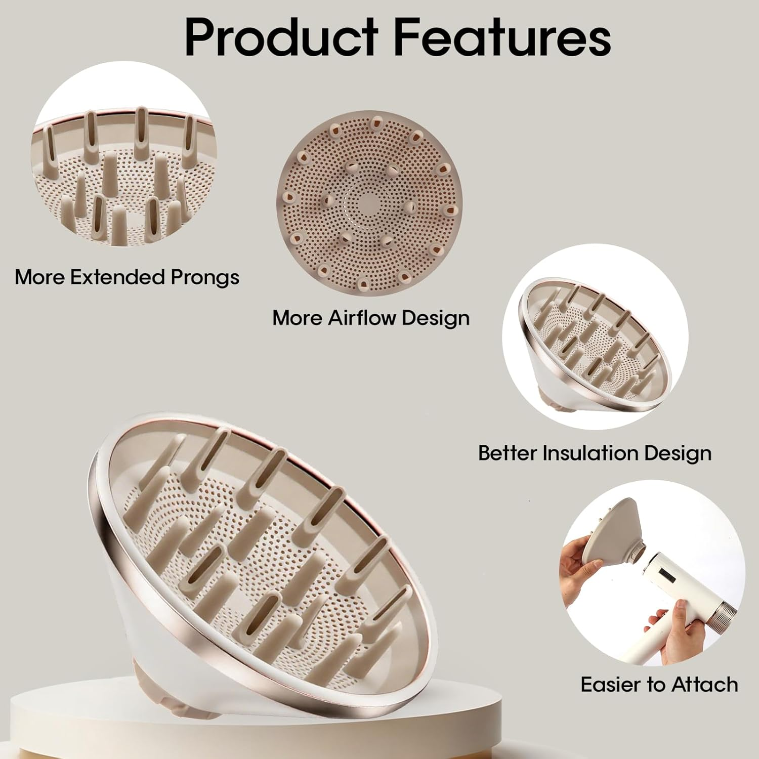 GENCAM Hair Dryer Diffuser for Shark Speedstyle/Speedstyle Pro, Diffuser Attachment for Shark Hair Dryer HD332 HD731 HD301 HD542 HD732 HD331 image number 4