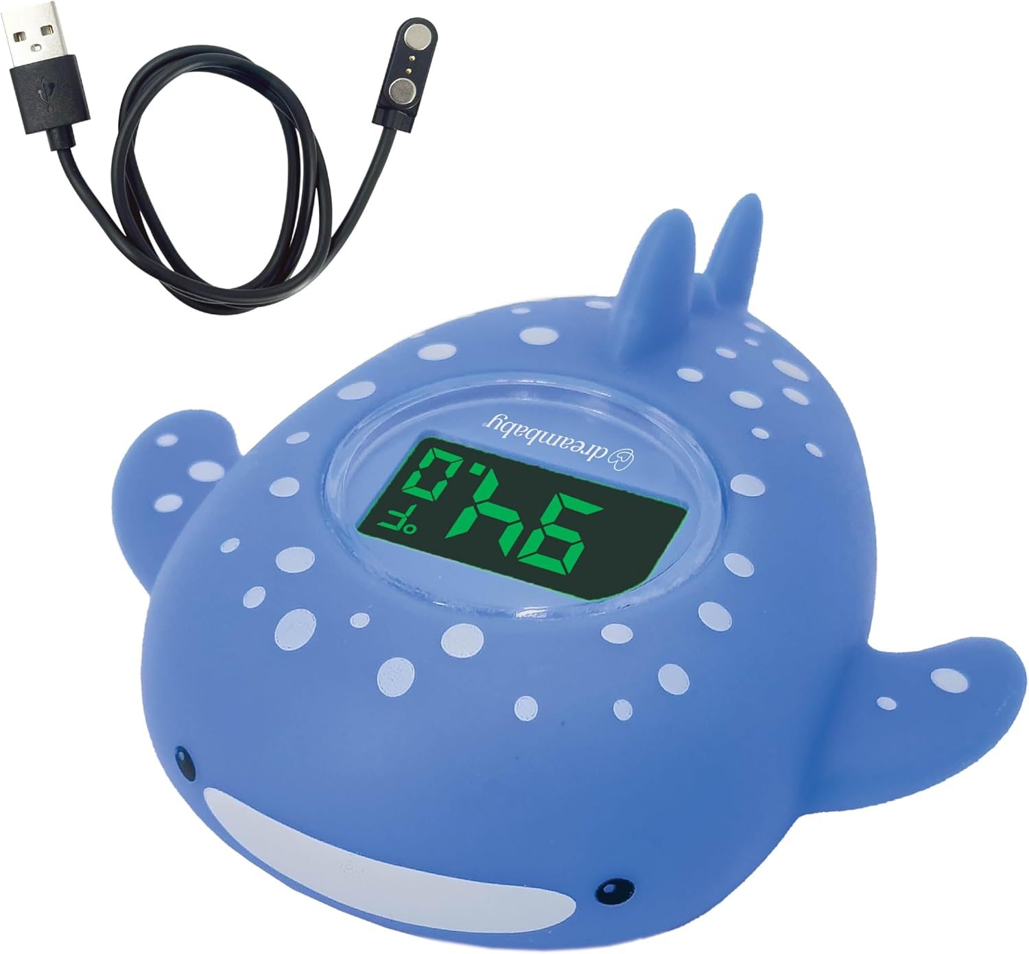 Dreambaby Whale Shark USB Rechargeable Baby Bath Thermometer - Instant Read, Digital Room & Baby Bathtub Thermometer - Fun Floating Bath Toy & Water Thermometer for Newborns image number 6