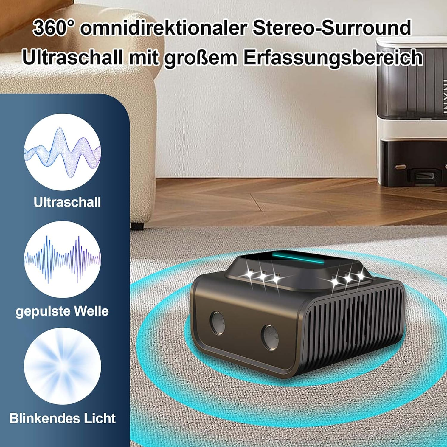 Marten Deterrent with LED Flash Light, Marten Deterrent Attic, USB Ultrasonic Mouse and Rats, Martens Repel 360&deg; Ultrasound Mouse Repellent, Martens Deterrent House, House, Garden, Garage, 3 Working image number 3