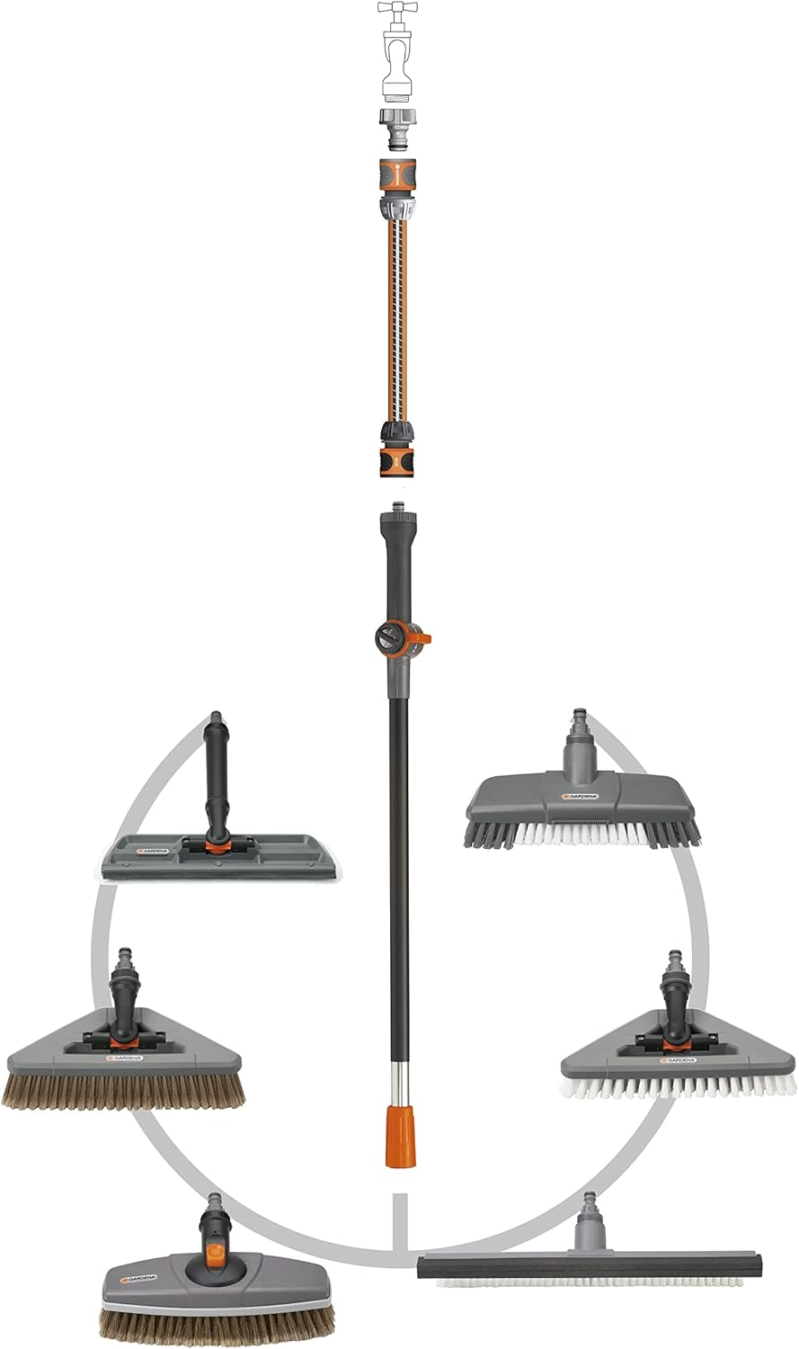 Gardena Washing Brush: Water-Bearing Cleaning Brush for the Clean System, Also for Delicate Surfaces and the Car Wash Suitable (5570-20) image number 5