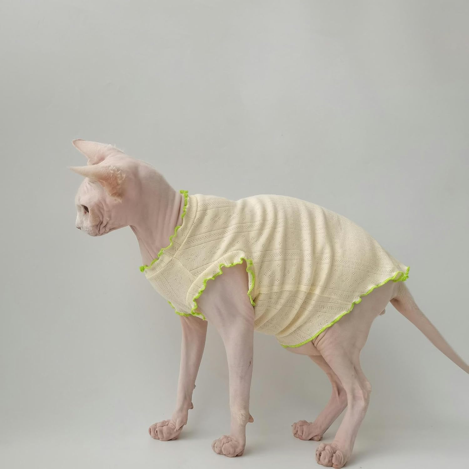 IUOUTG Sphynx Cats Shirt Hairless Cat Clothes Summer Sleeveless Thin Kittens Vest Funny Pullover Cat Pajamas for Sphynx, Cornish Rex, Devon Rex image number 6
