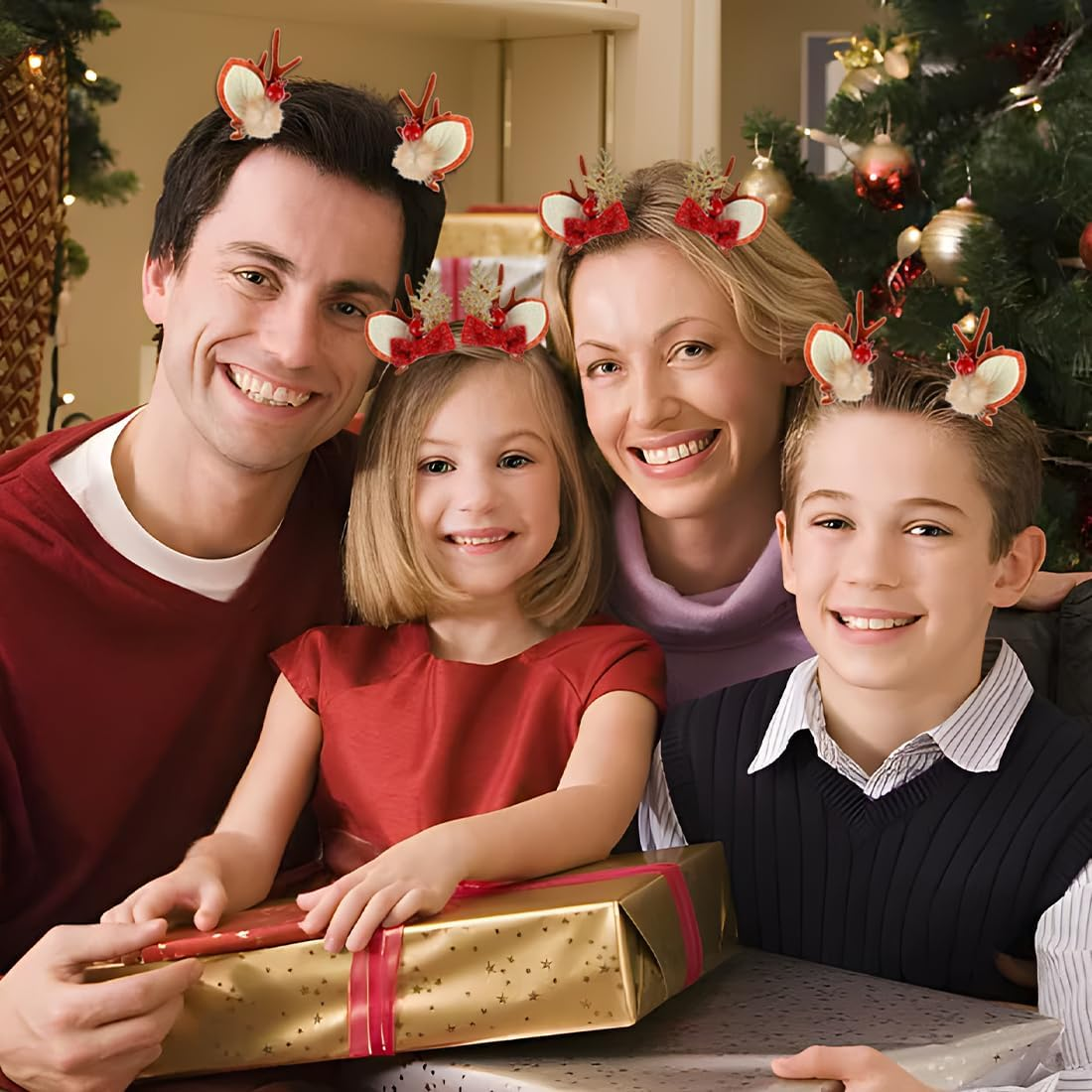 QUOHE Christmas Reindeer Antler Hair Clips, Pack of 4, Brown, All Hair Types, Women & Girls, Hair Clip, Christmas Decoration image number 3