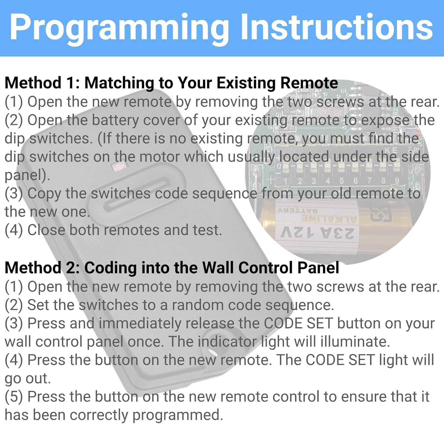 QSDIYRF Garage/Gate Remote Replacement for MPC2 TX318 318Mhz 3-Position 9 Dip Switches Garage Door Remote (Red LED Indicator, No Paper Instruction Manual)