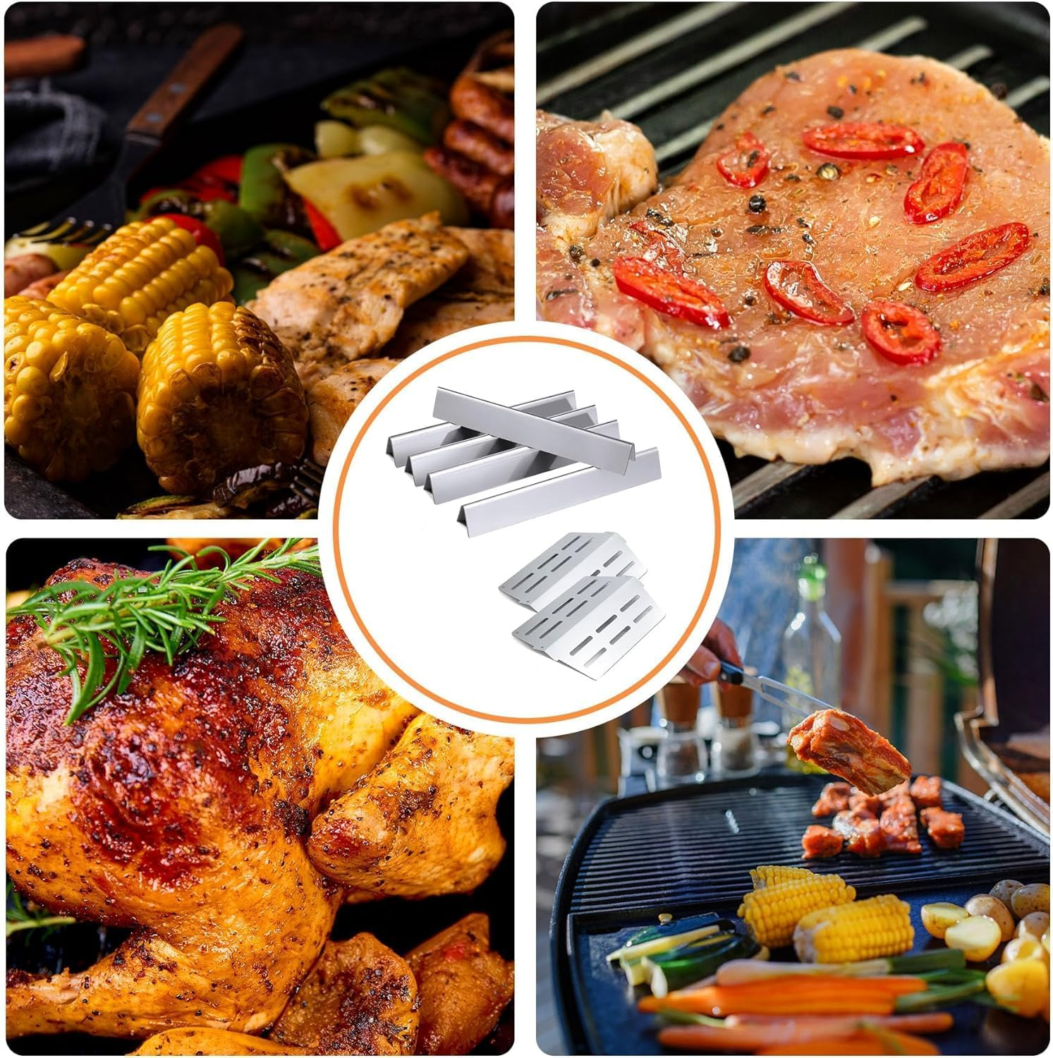 Flavorizer Bars Heat Deflector Kit for Weber Genesis 300 Series E310 E320 E330 EP310 EP320 EP330 with Front Control Knob, 17.5 Inch Heat Plate for Weber Genesis Grill Parts image number 3