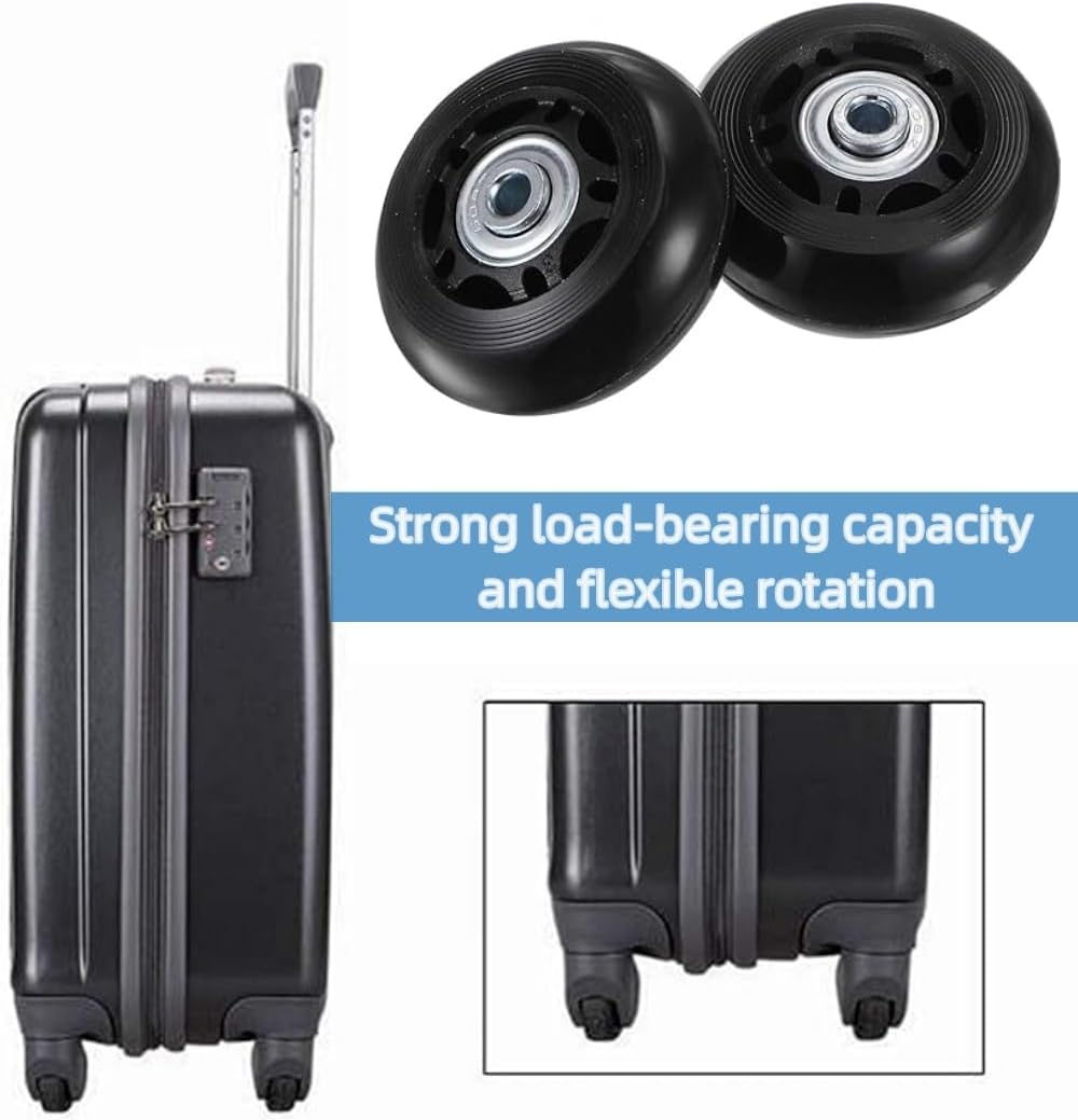 Replacement Luggage Wheels,Suitcase Replacement Wheels, 60X24Mm Suitcase Wheel with Bearings Repair Kits, 2 PU Bearing Wheels, Wrenches & Axle Screw for Trolley Bag, Inline Skate and Caster Board image number 6
