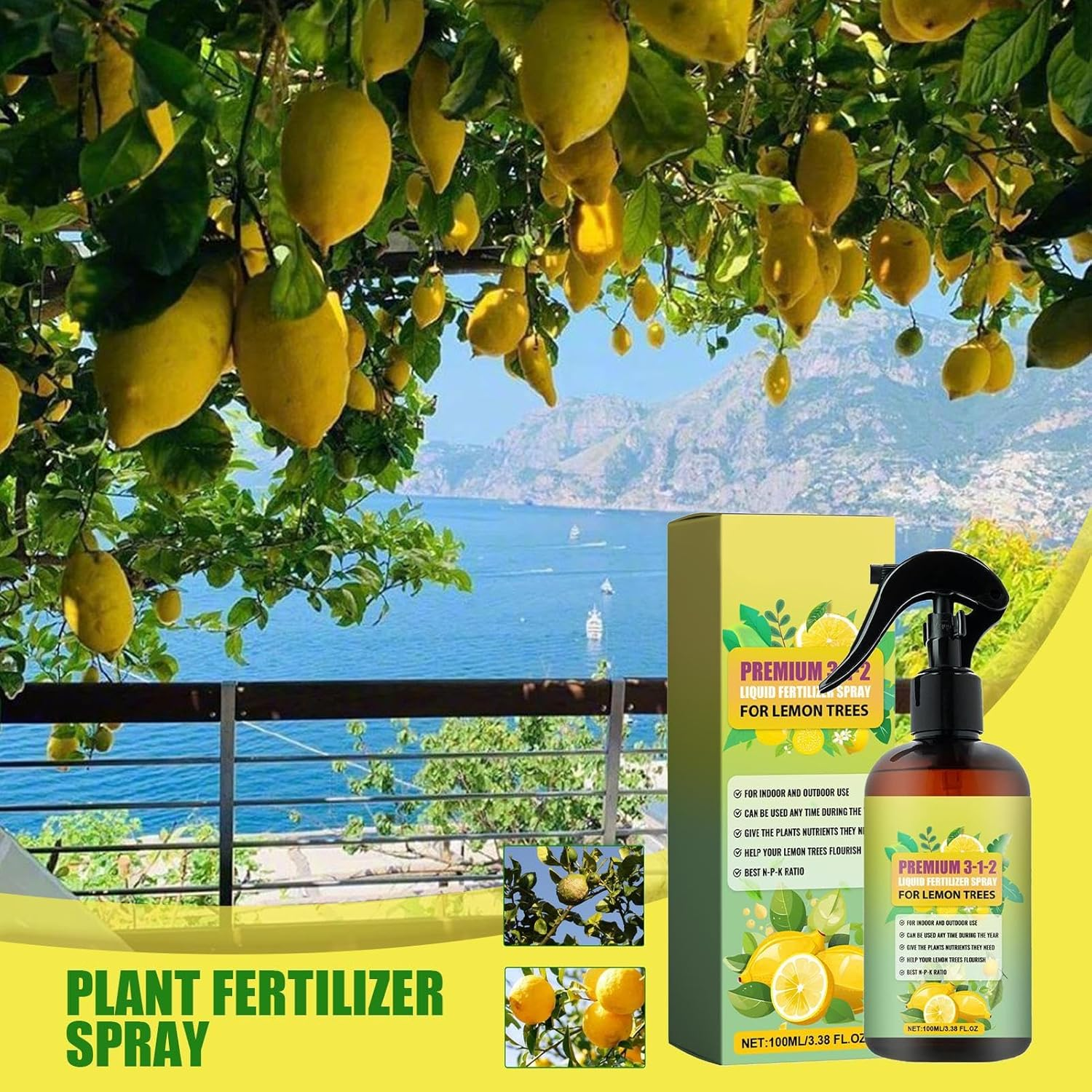 Natural Grower Liquid Fertilizer - Lemon Tree Spray | 100Ml Professional Lemon Tree Spray Mist, Natural Growth, Convenient to Use Liquid for Healthy Leaves and Root Growth image number 4