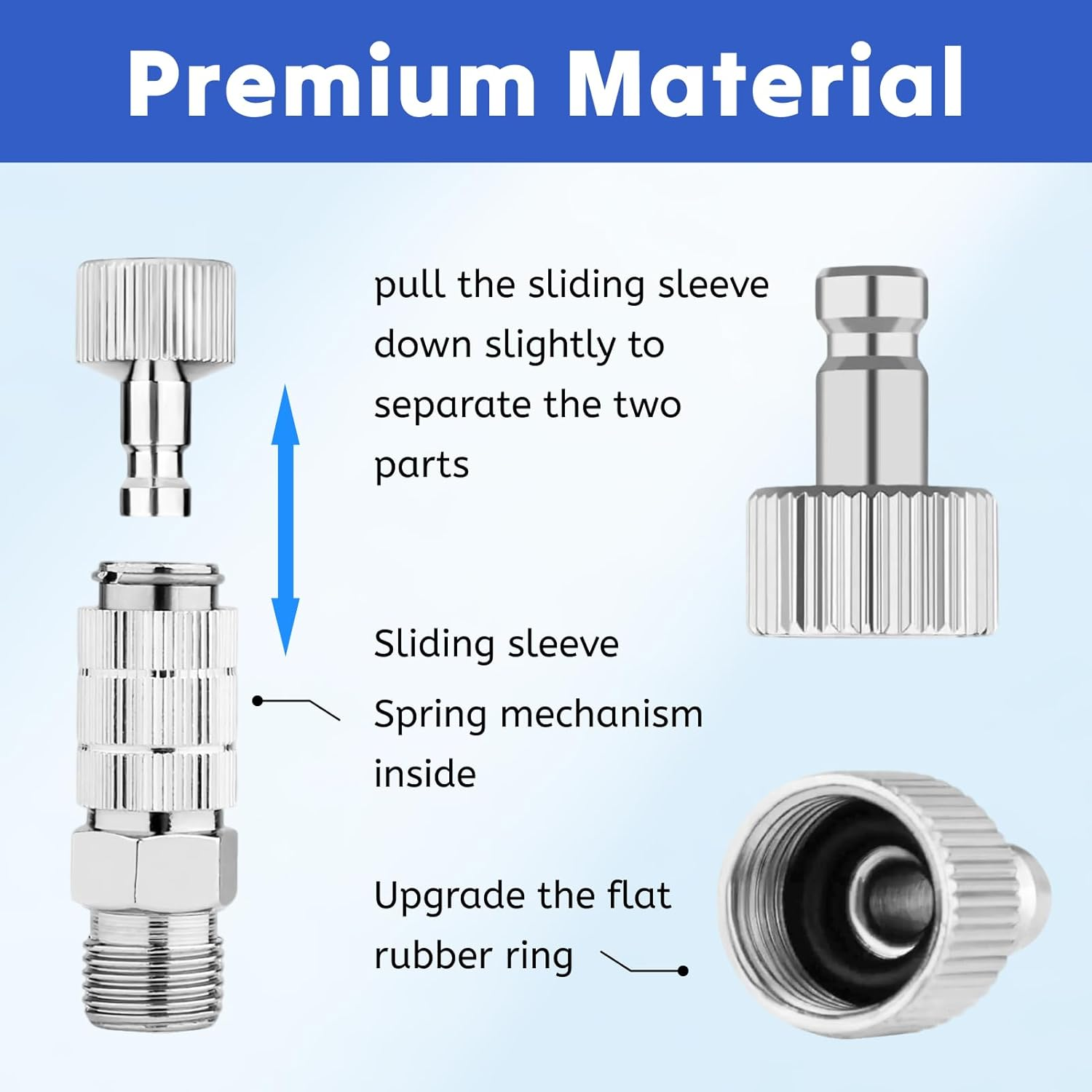 Airbrush Quick Disconnect Coupler Release Fitting Adapter Kit with 1 Male 1/8 Inch to 1/8 Inch Female Connectors and 4 Additional Female Connectors for Air Compressors and Airbrush Hoses image number 4