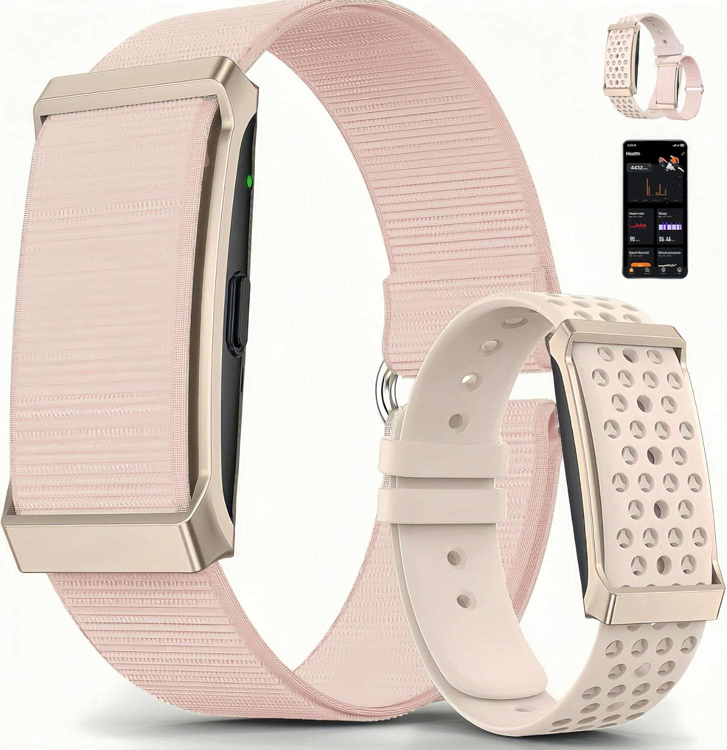 Smart Bracelet, Wearable Activity & Fitness Tracker with 24H Sleep Tracker, Heart Rate Blood Pressure Monitor, 173 Sport Modes, 2 Bands (Black)