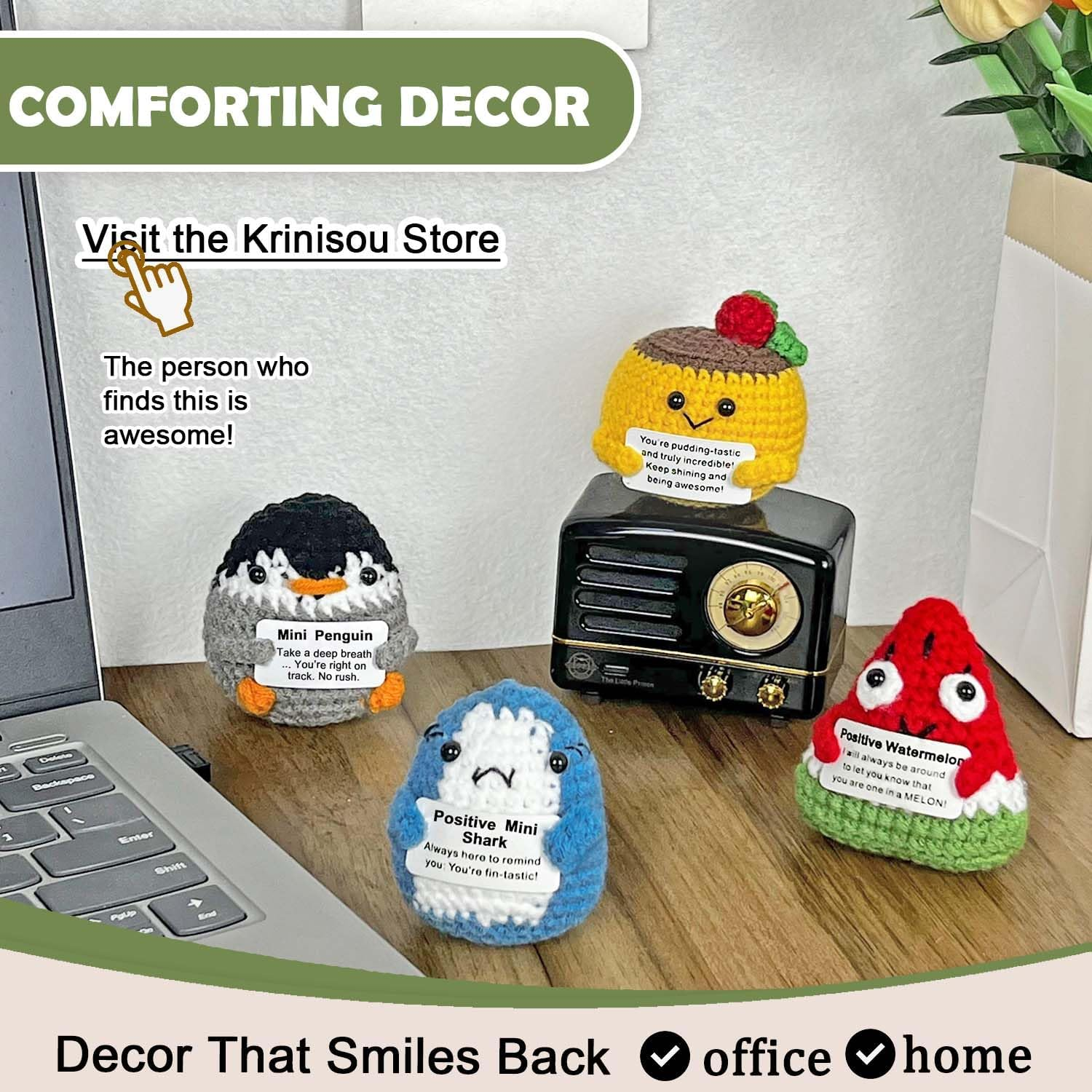 Crochet Watermelon Gift, Positive Crochet Animals, Red, Yarn-Wrapped, Bamboo, Home Decor, Gift-Giving, Emotional Support image number 5