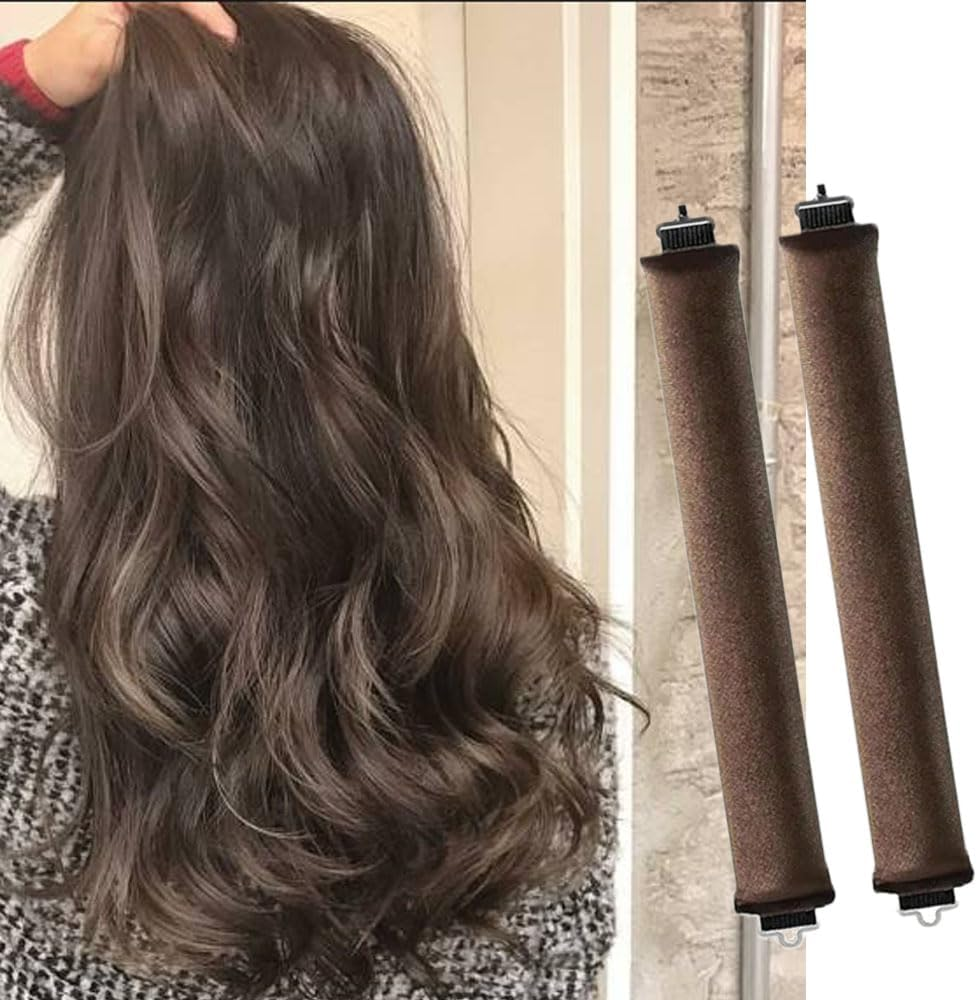 Armastuse Hair Curler,4 Pcs Heatless Curls Overnight Blowout Rods Rods with Silk Scarf, Soft Velvet Material for Women Girls Long Hair,Hair Curlers No Heat for All Hairs Types(Brown) image number 3